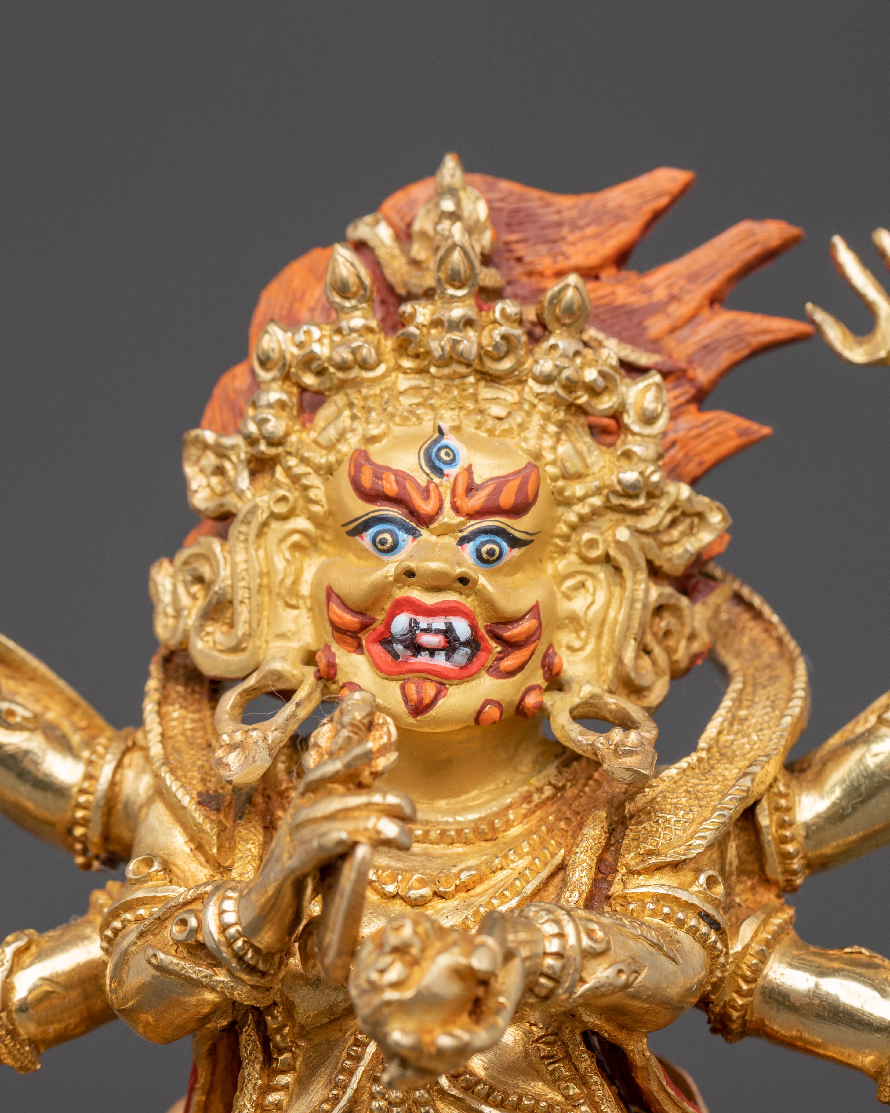 Golden Statue of Six-Armed Mahakala | Dharma Guardian
