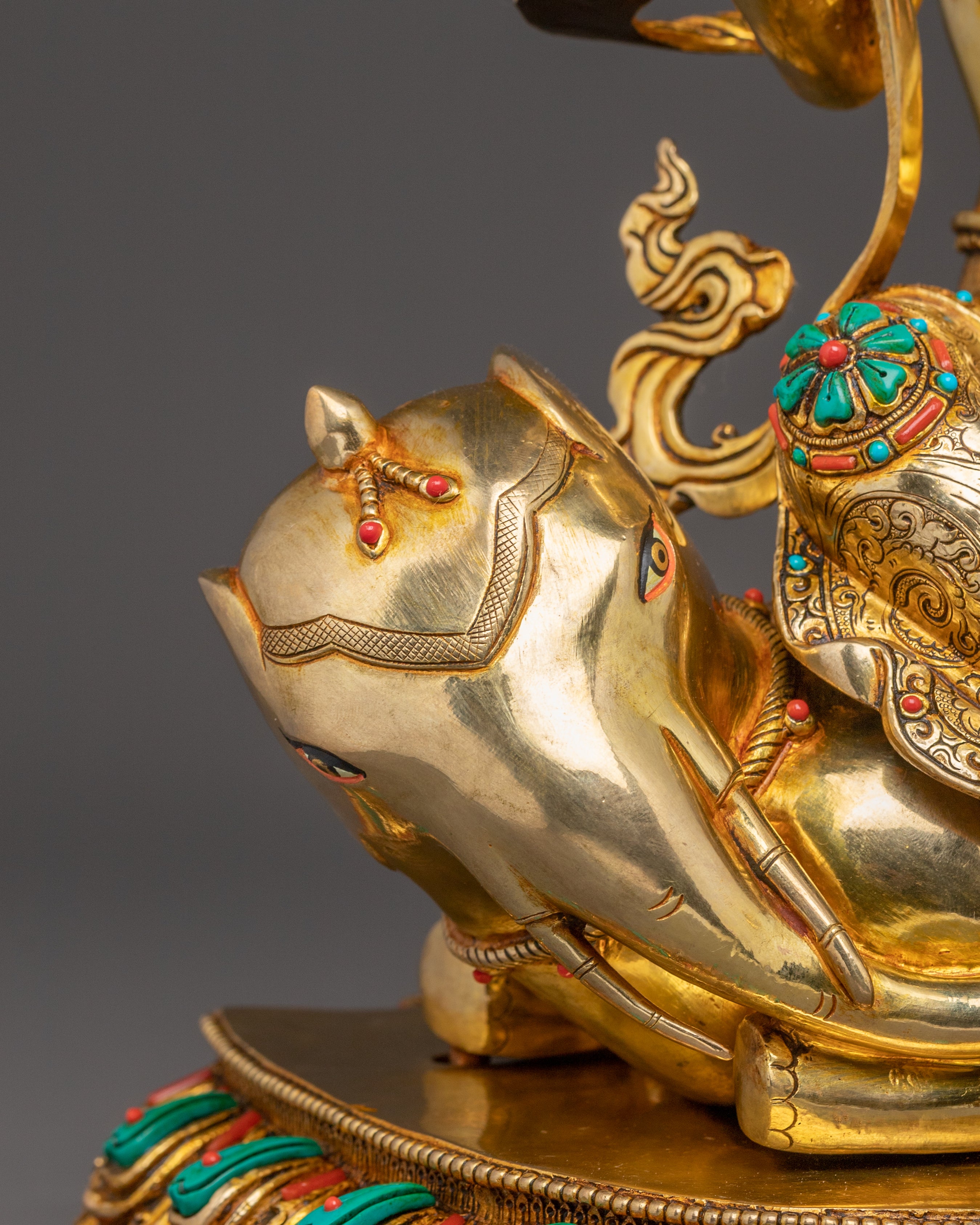 Golden Samantabhadra & Simhanada Manjushri Statue Set