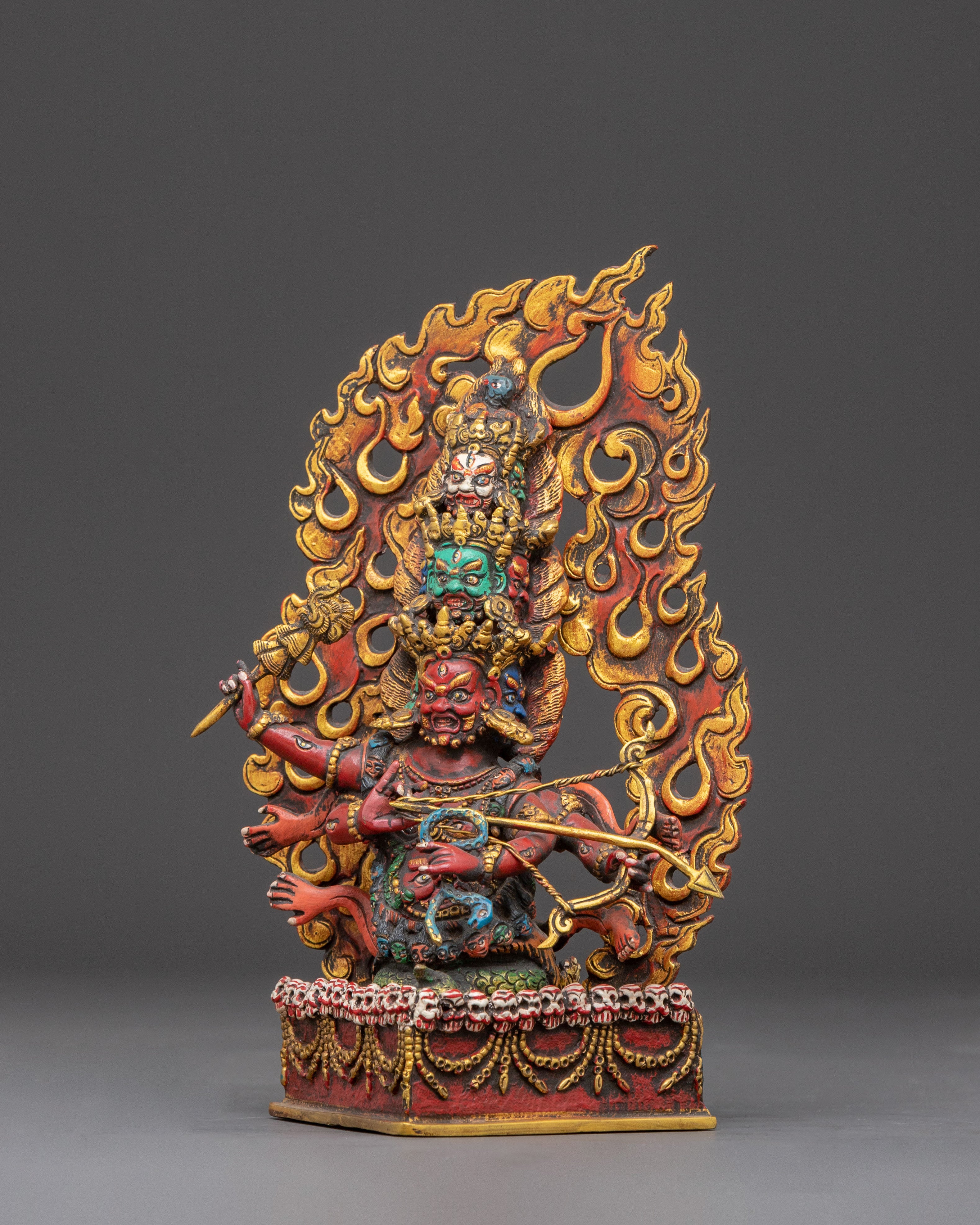 Handcrafted Three Nyingma Protectors Statue Set | Fierce Guardians of Wisdom
