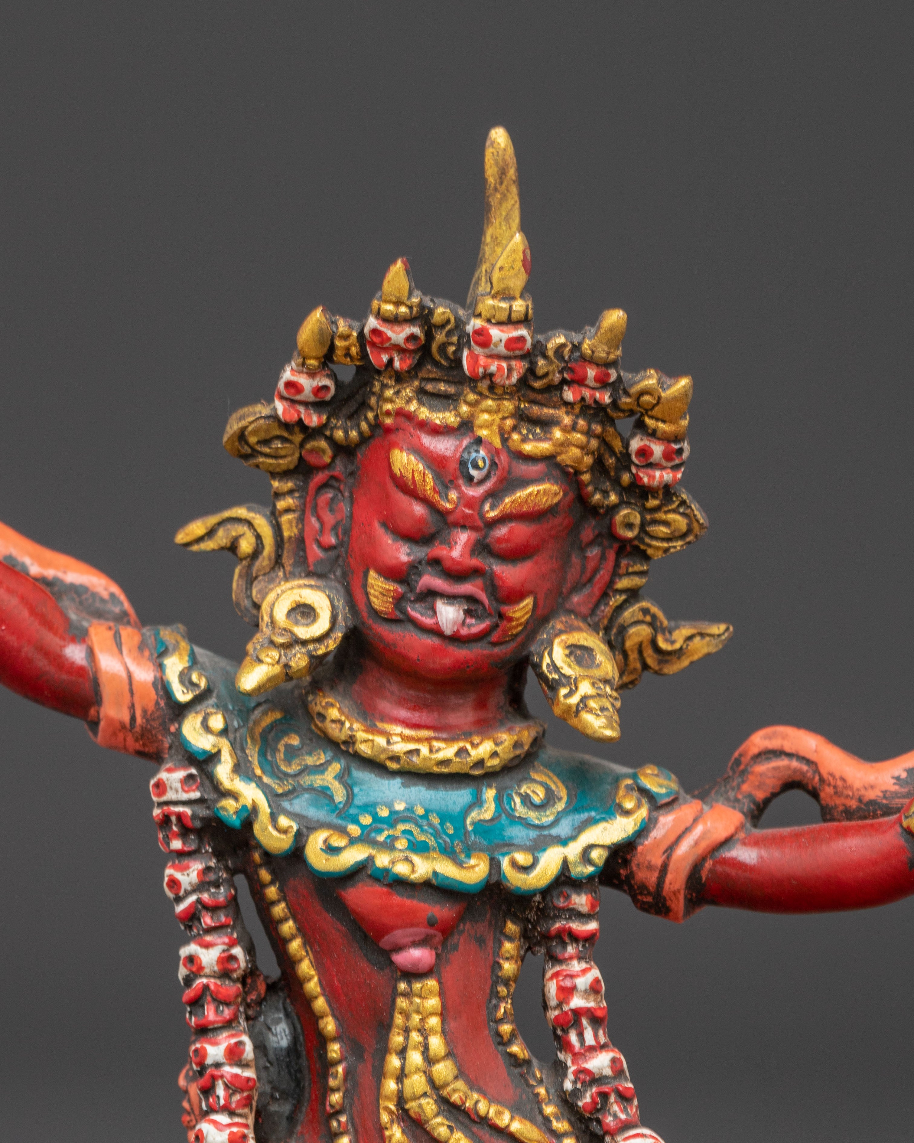 Handcrafted Three Nyingma Protectors Statue Set | Fierce Guardians of Wisdom