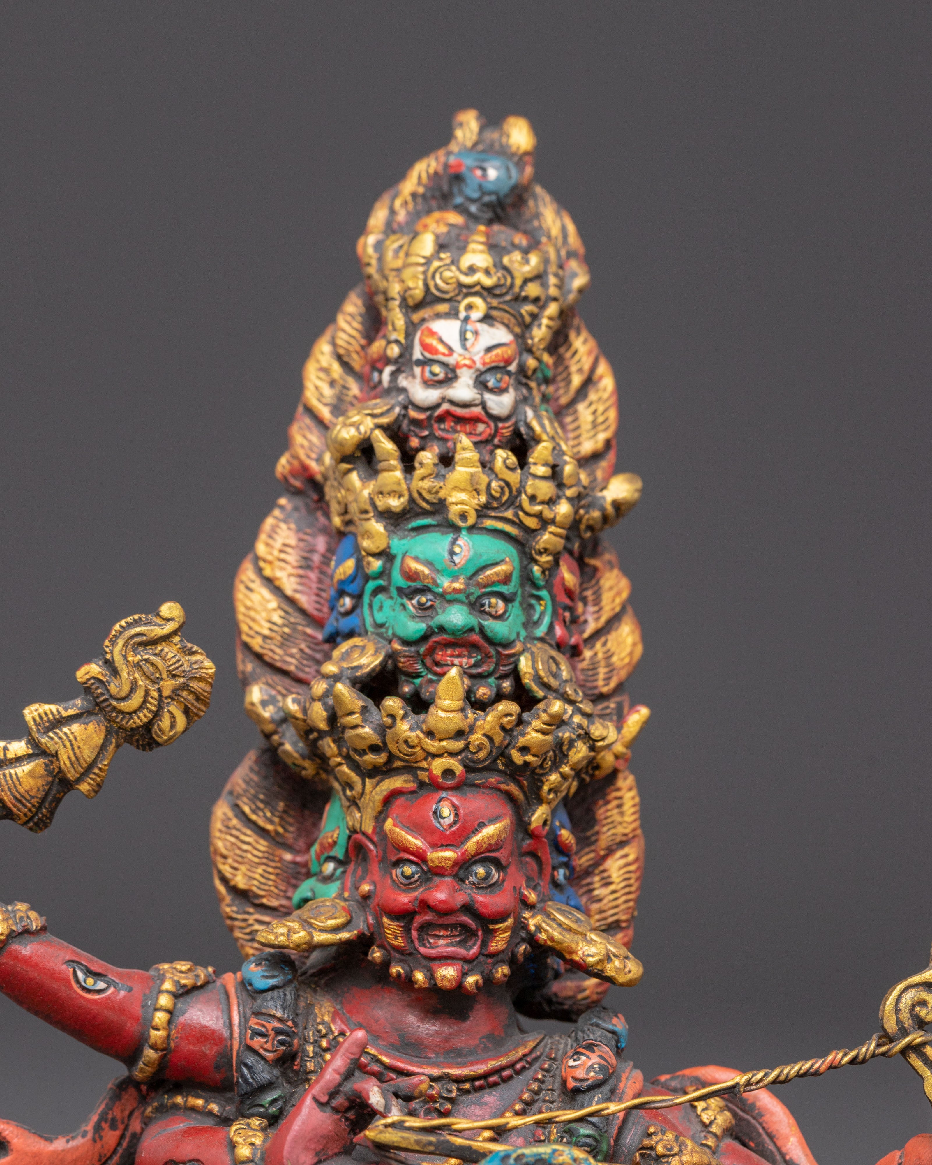 Handcrafted Three Nyingma Protectors Statue Set | Fierce Guardians of Wisdom