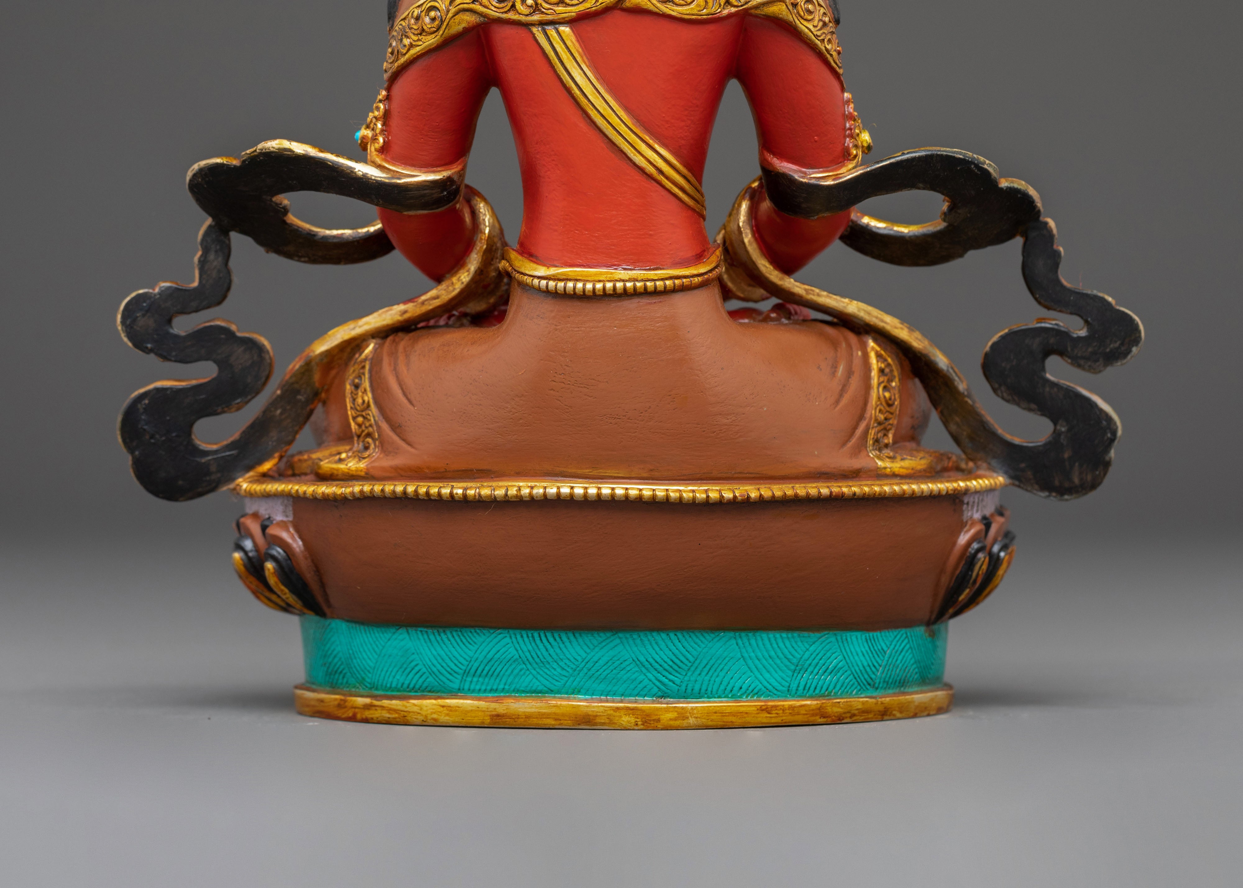 Red Statue of Amitayus | Gold Gilded Copper