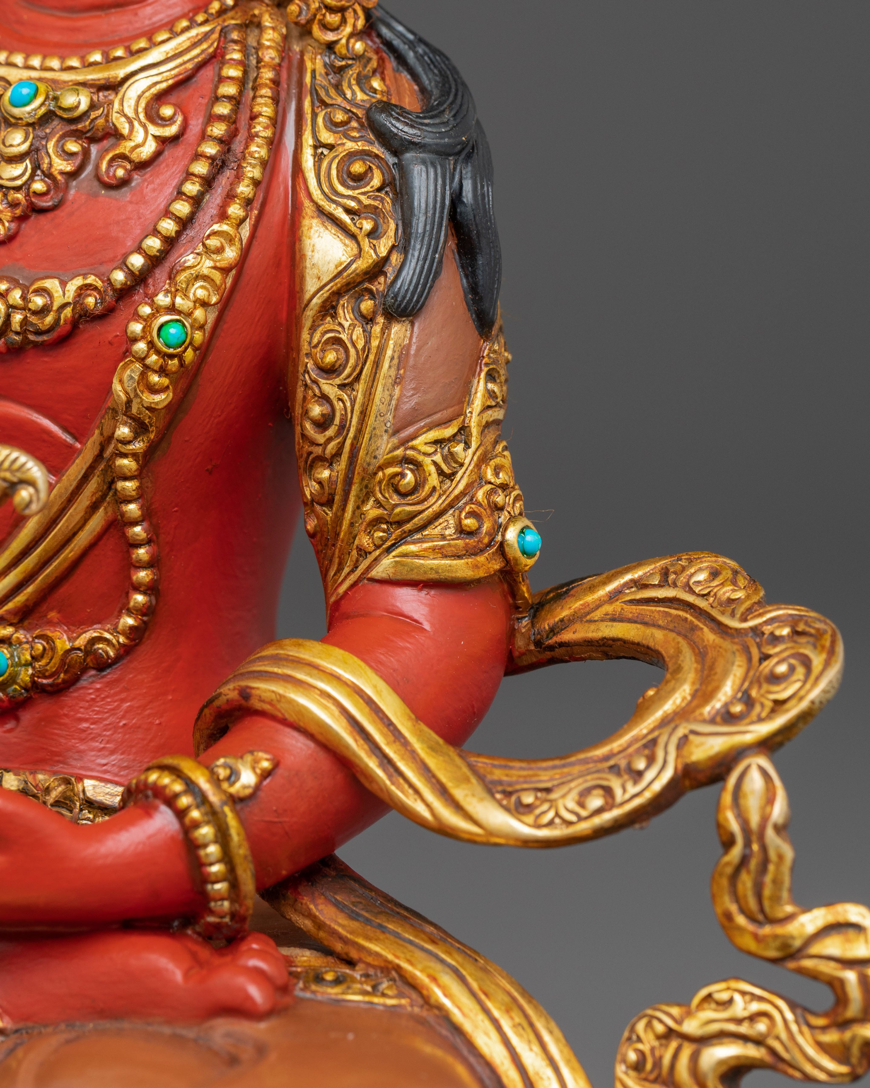 Red Statue of Amitayus | Gold Gilded Copper
