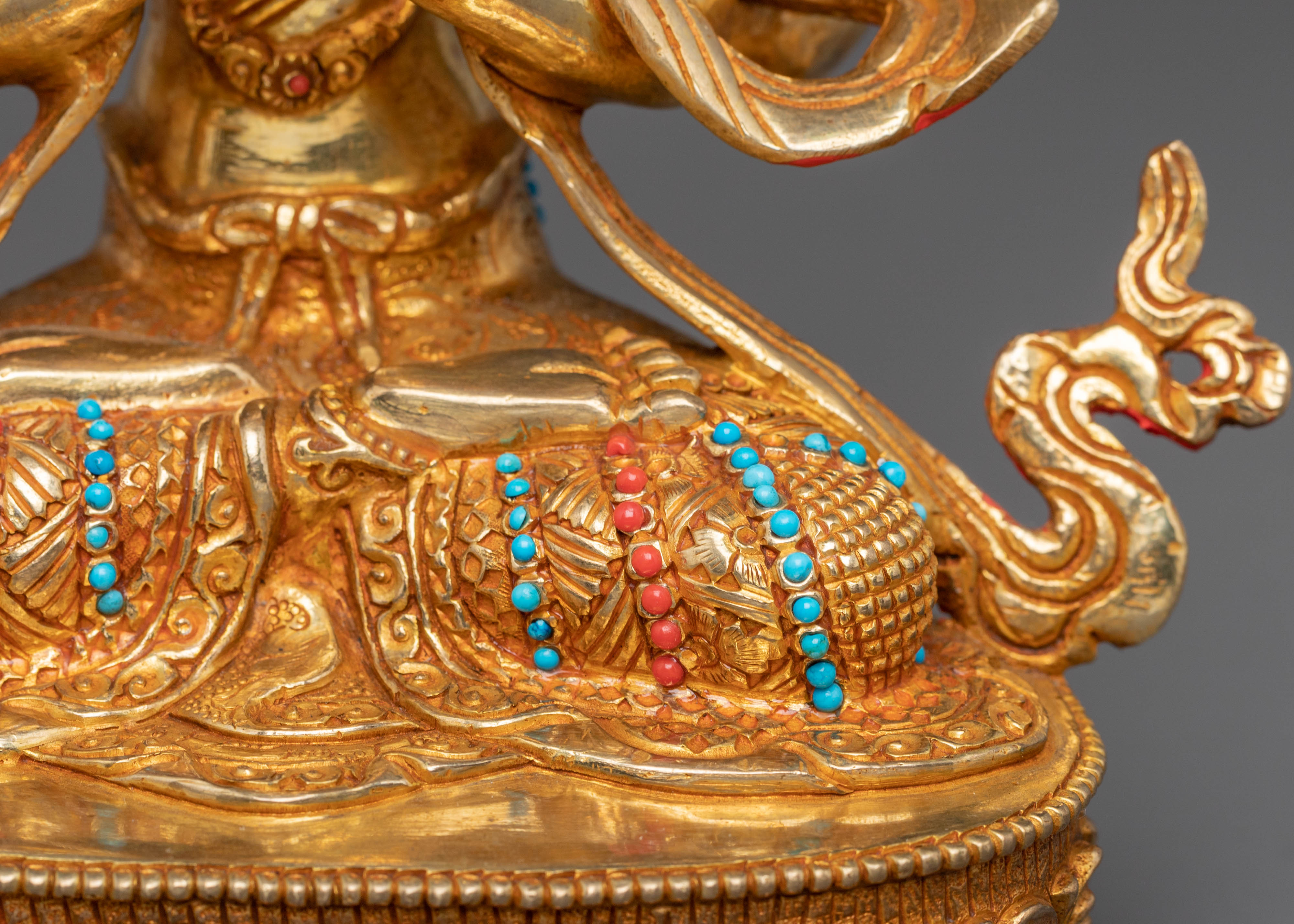 Handmade Golden Statue of Compassion Chenrezig | Tibetan Buddhist Sculpture