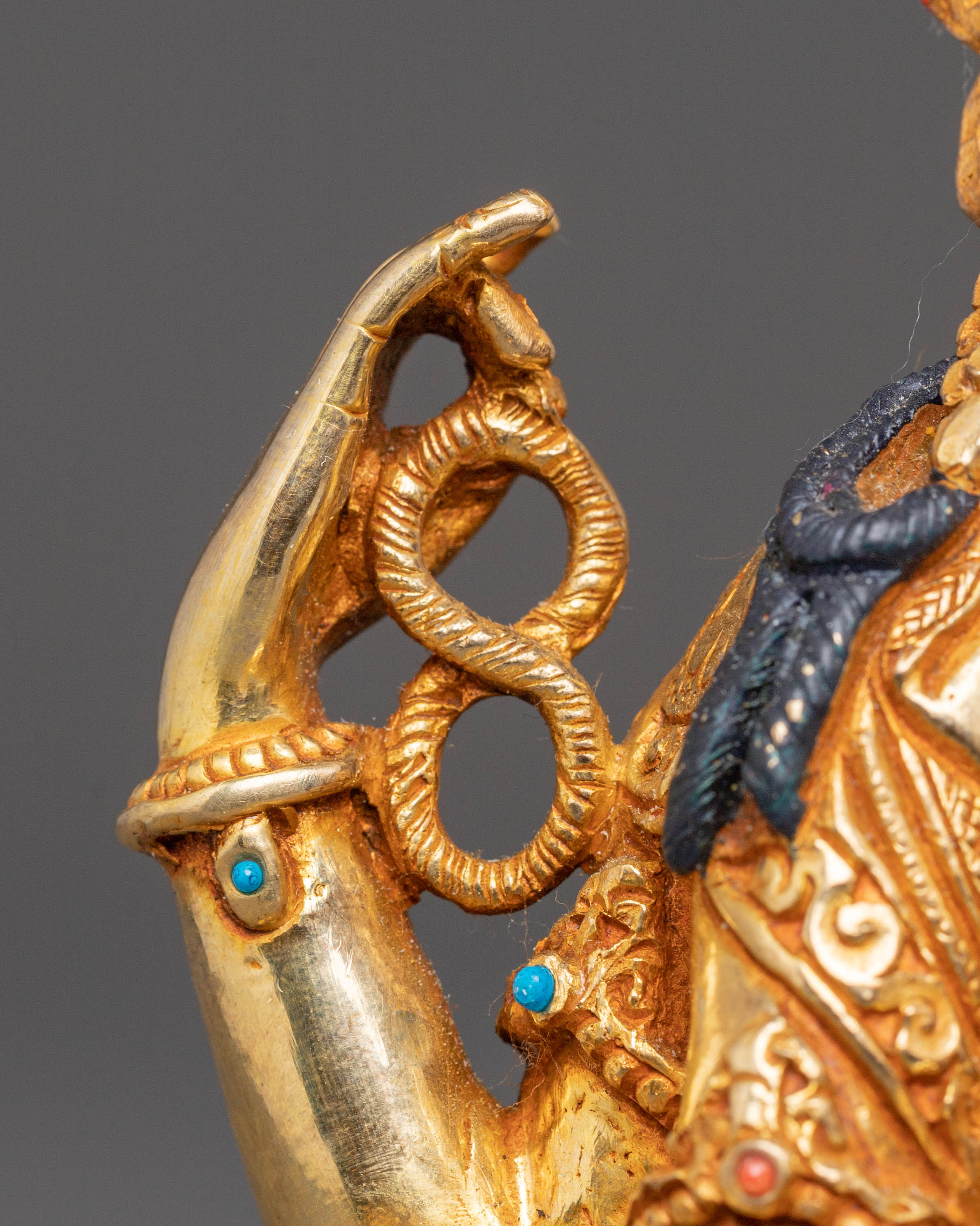 Handmade Golden Statue of Compassion Chenrezig | Tibetan Buddhist Sculpture