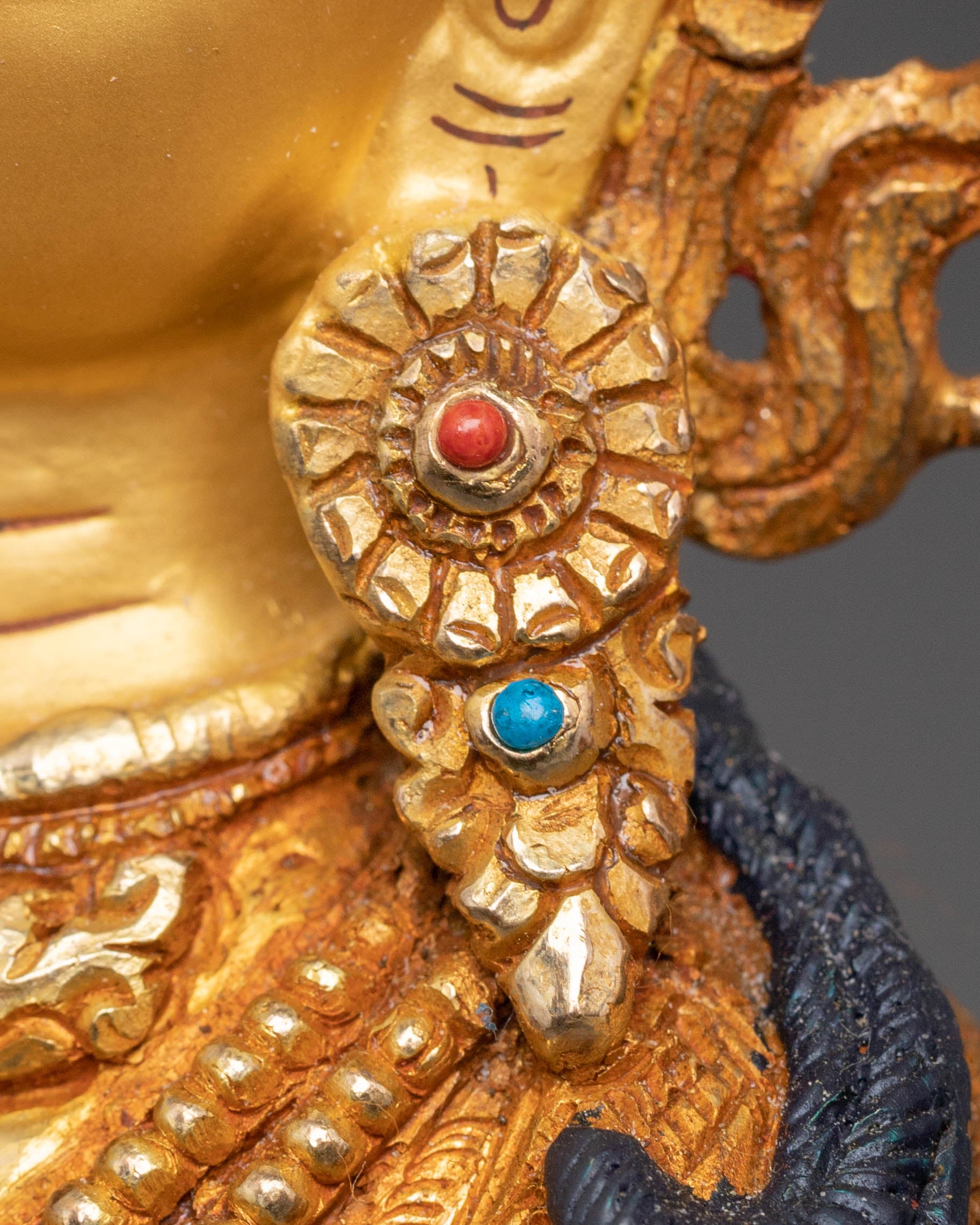 Handmade Golden Statue of Compassion Chenrezig | Tibetan Buddhist Sculpture