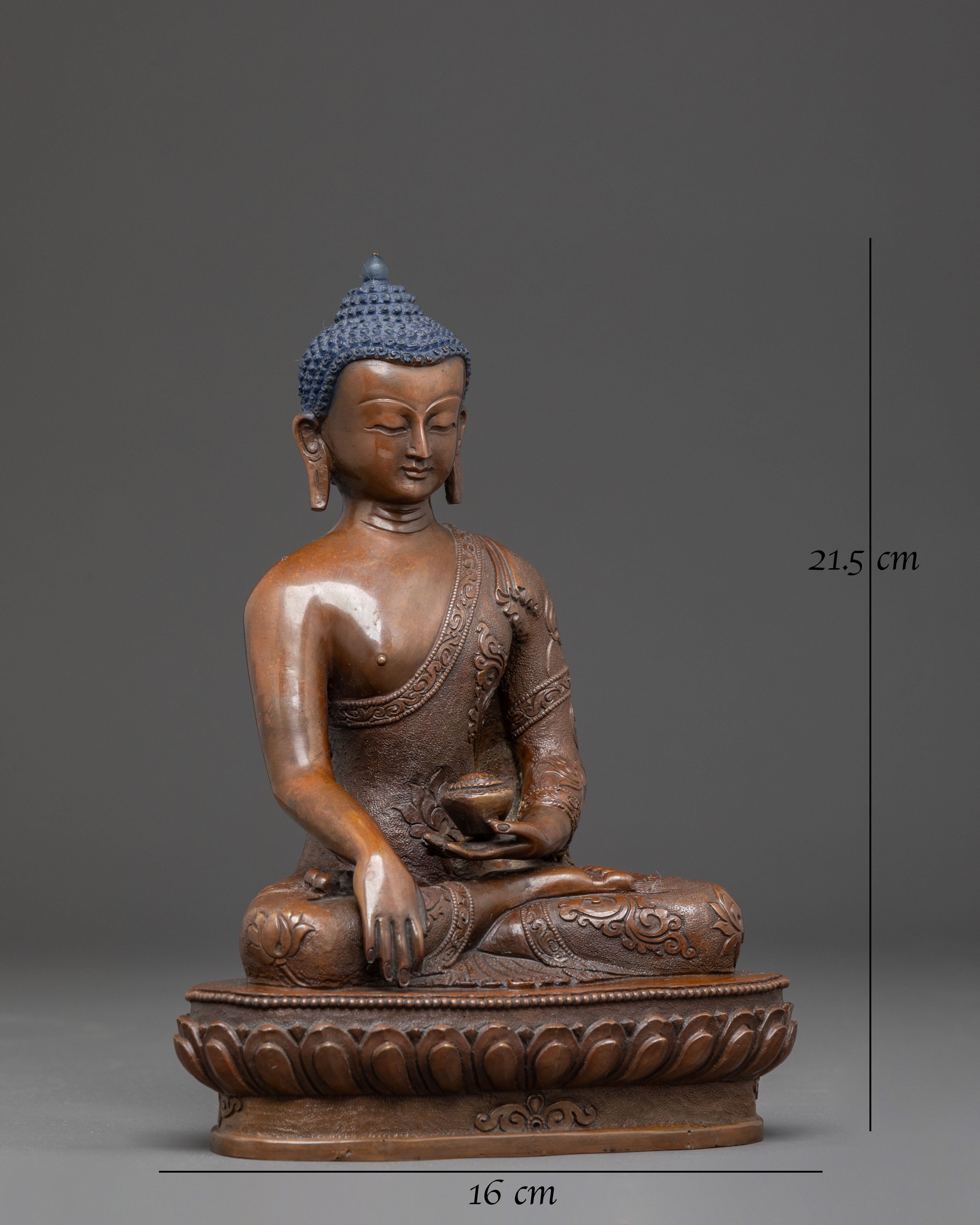 Handmade Oxidized Copper Statue of Buddha Shakyamuni