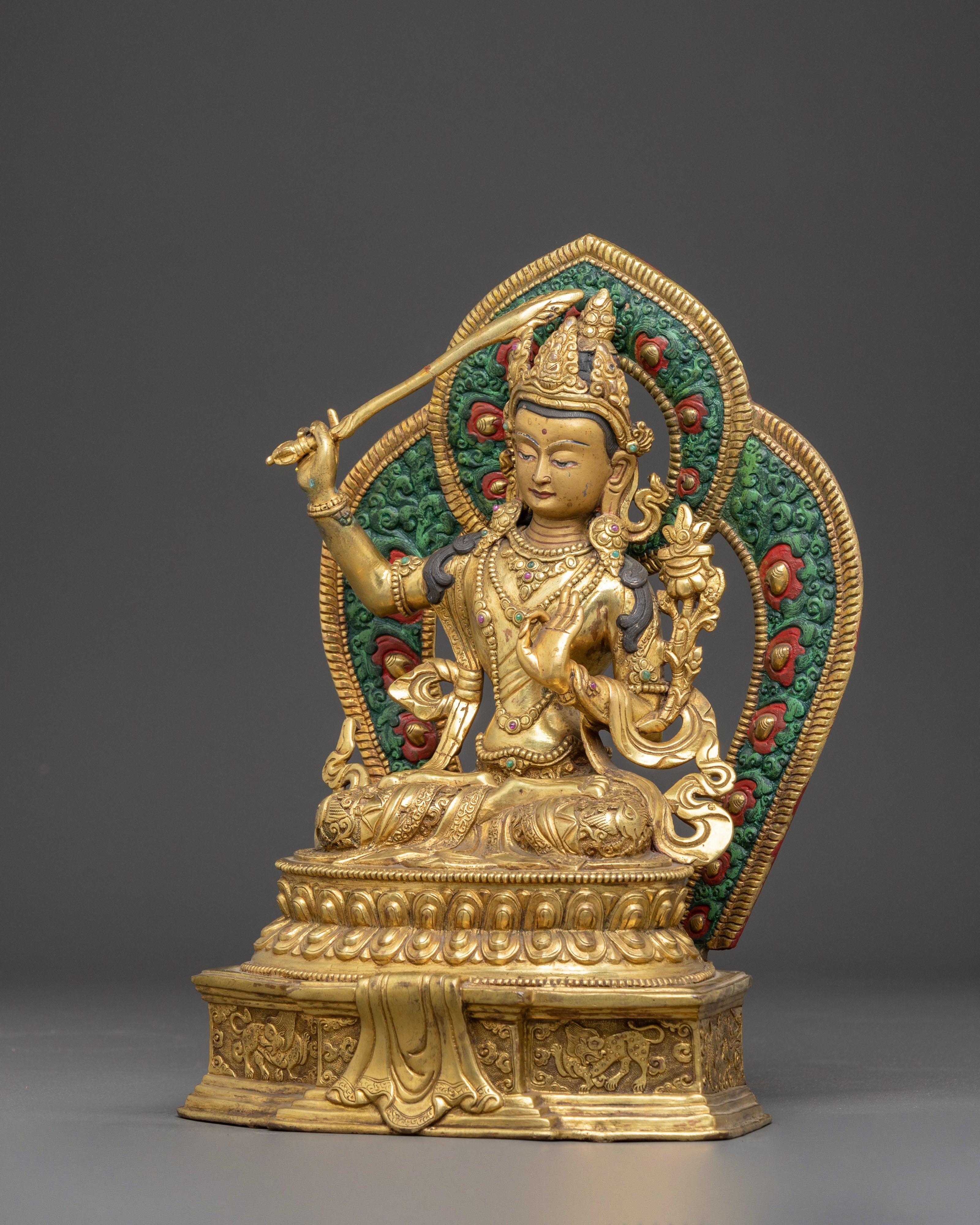 Manjushri Bodhisattva Copper Figurine | Himalayan Wisdom Deity