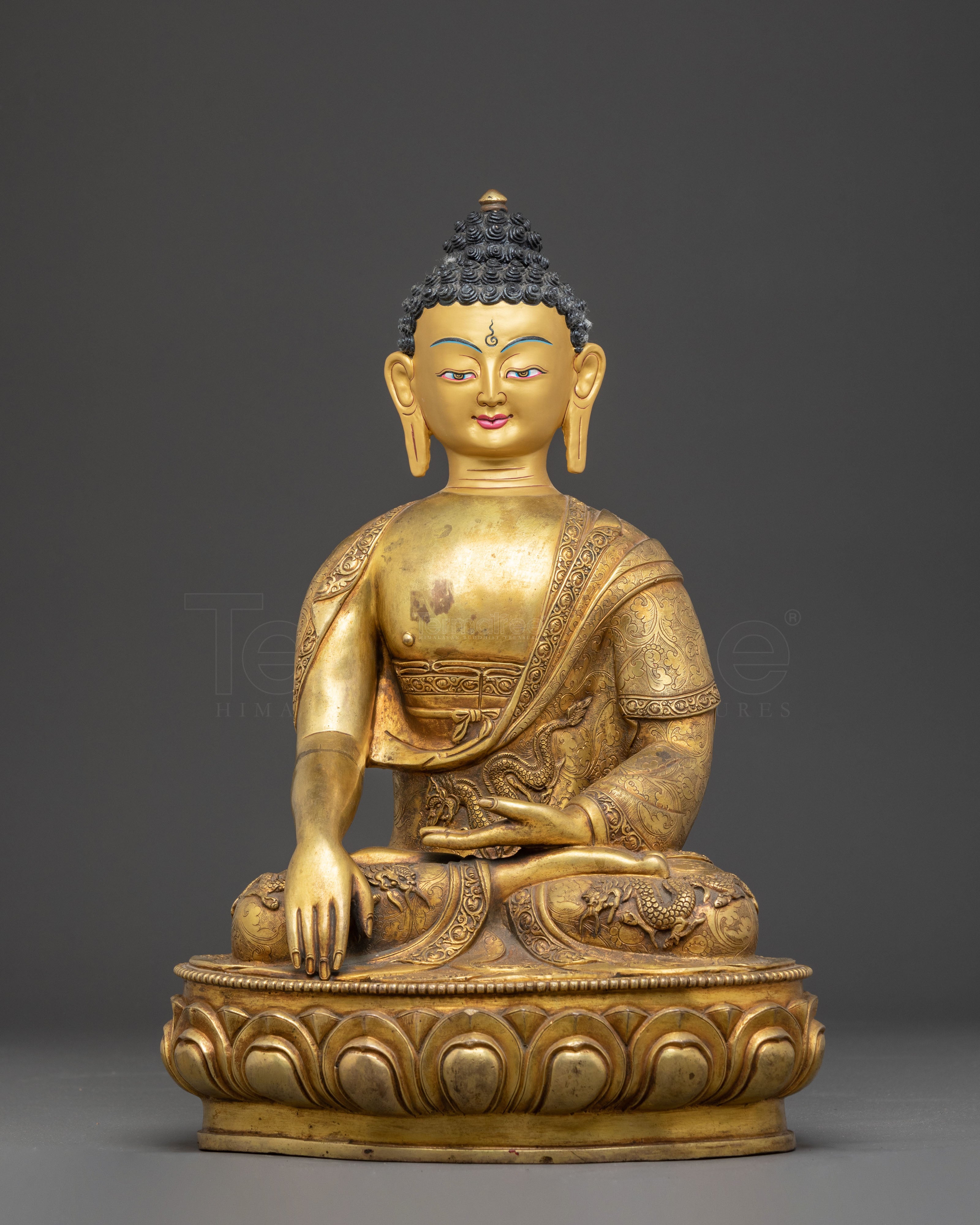 Enlightened Buddha Gautama Golden Copper Statue