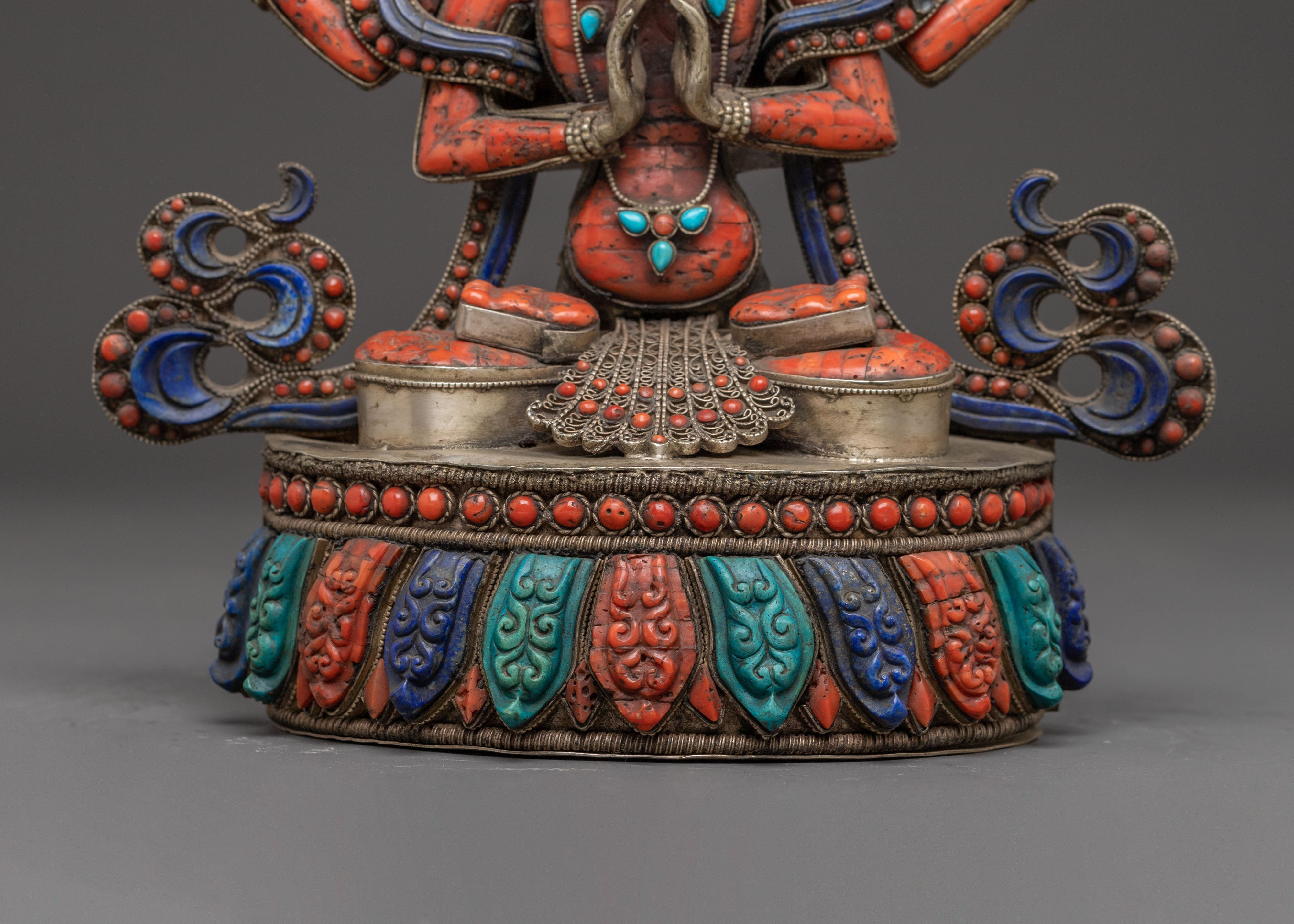 Handmade Chenrezig Golden Sculpture | Spiritual Decor Figurine