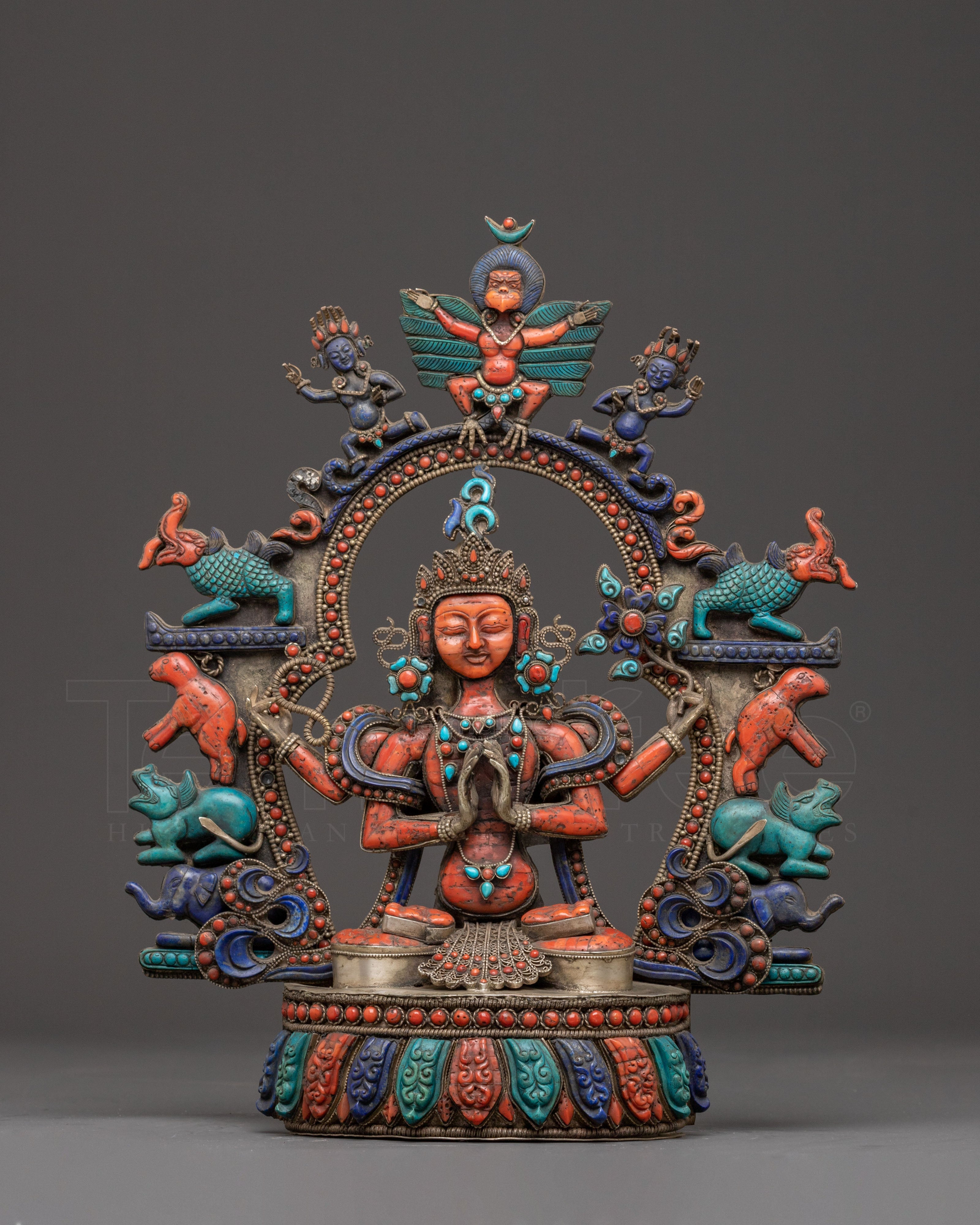 Handmade Chenrezig Golden Sculpture | Spiritual Decor Figurine