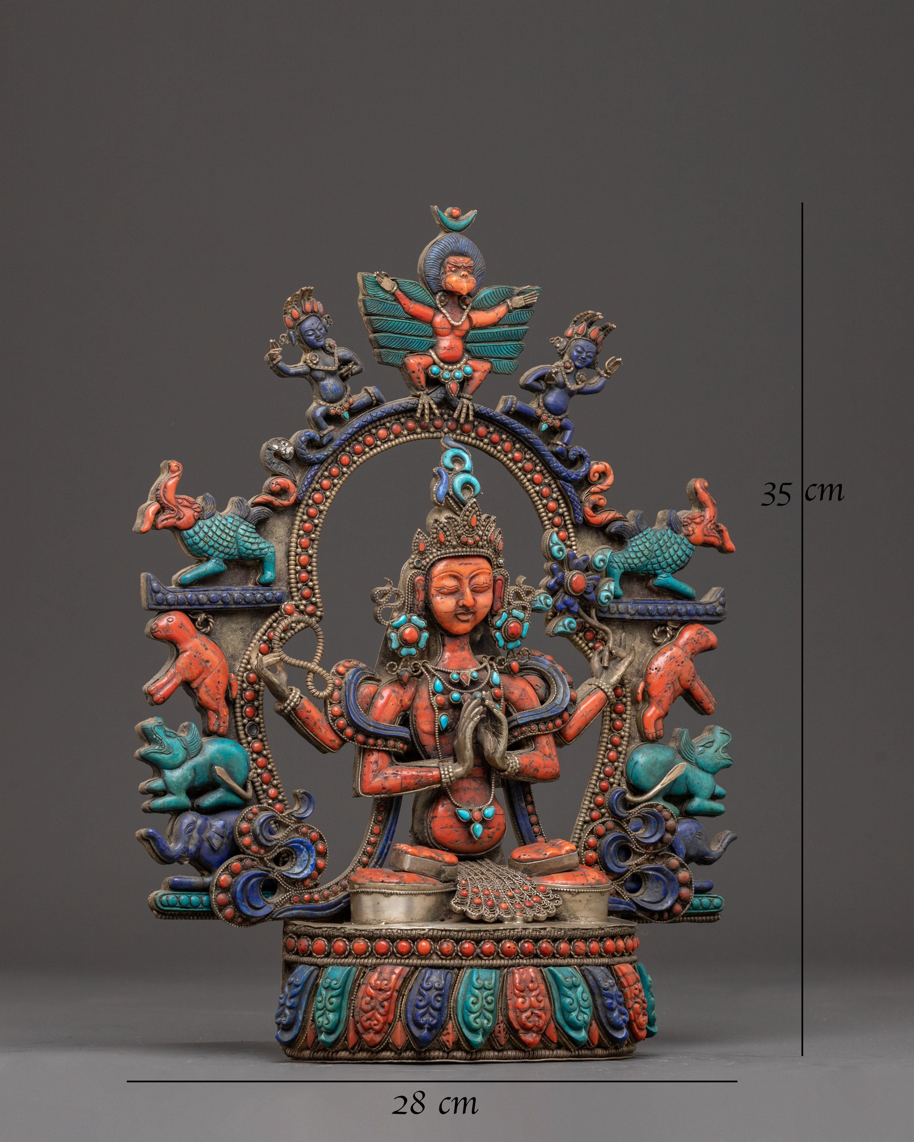 Handmade Chenrezig Golden Sculpture | Spiritual Decor Figurine