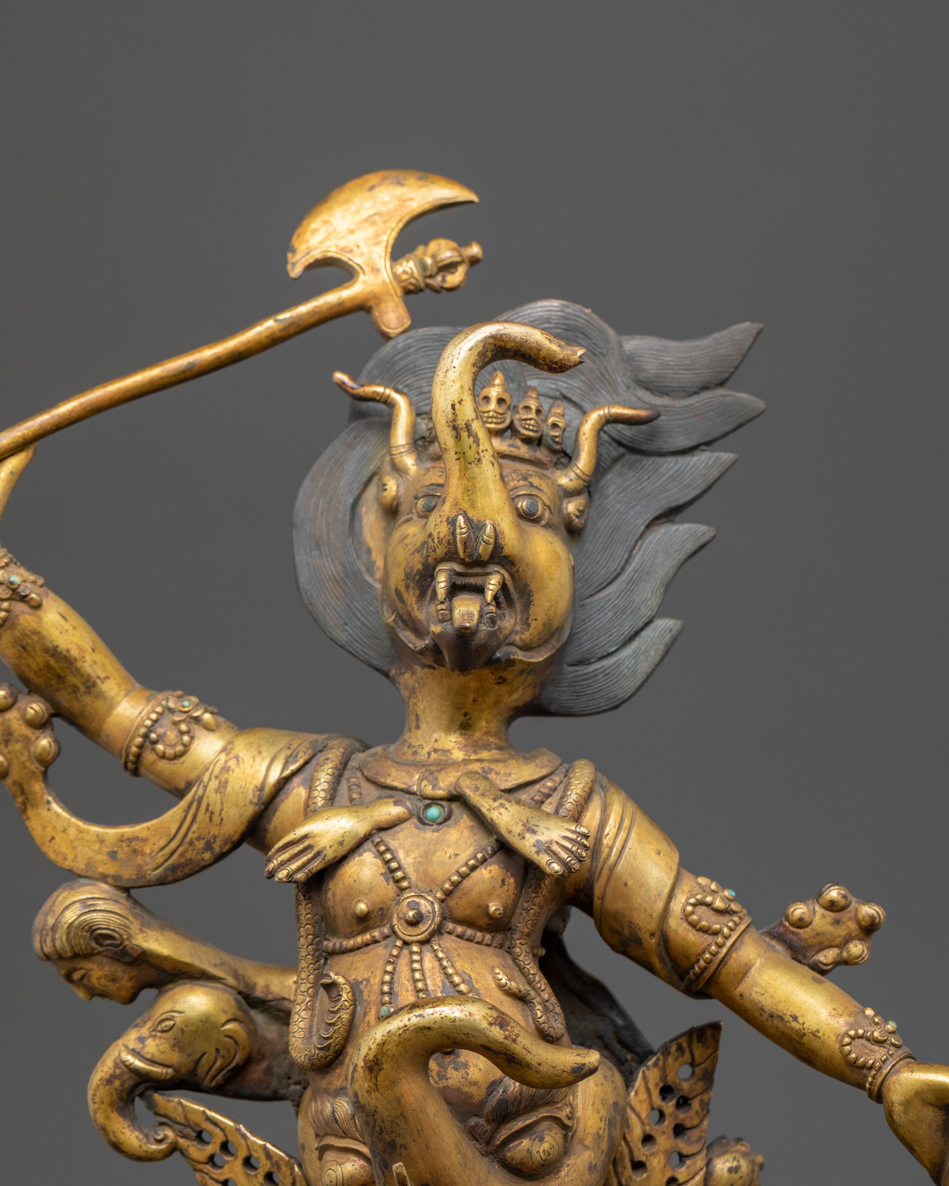 Handmade Makara Mukha Kila Statue | Symbol of Spiritual Protection