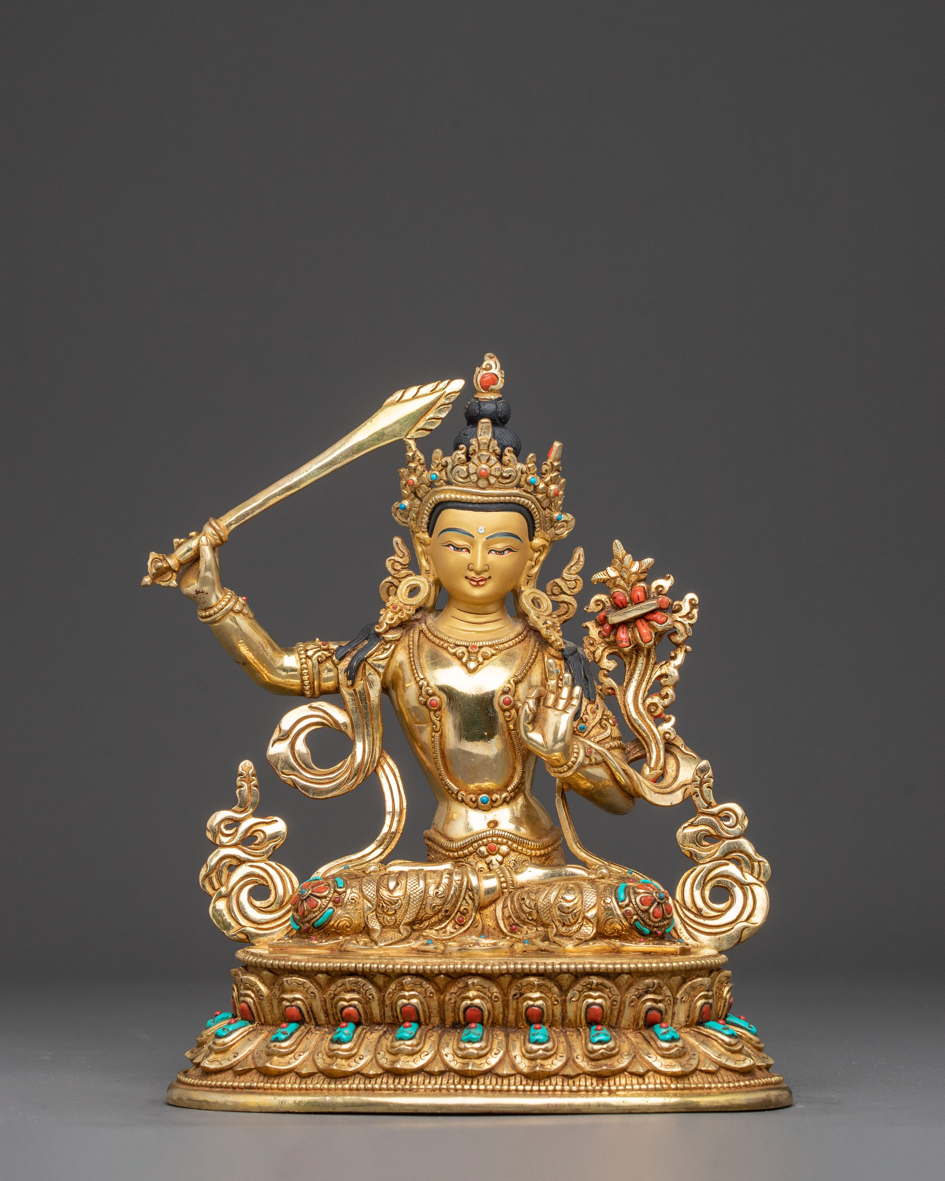 Wisdom Icon Manjushri Copper Statue | Meditation Decor