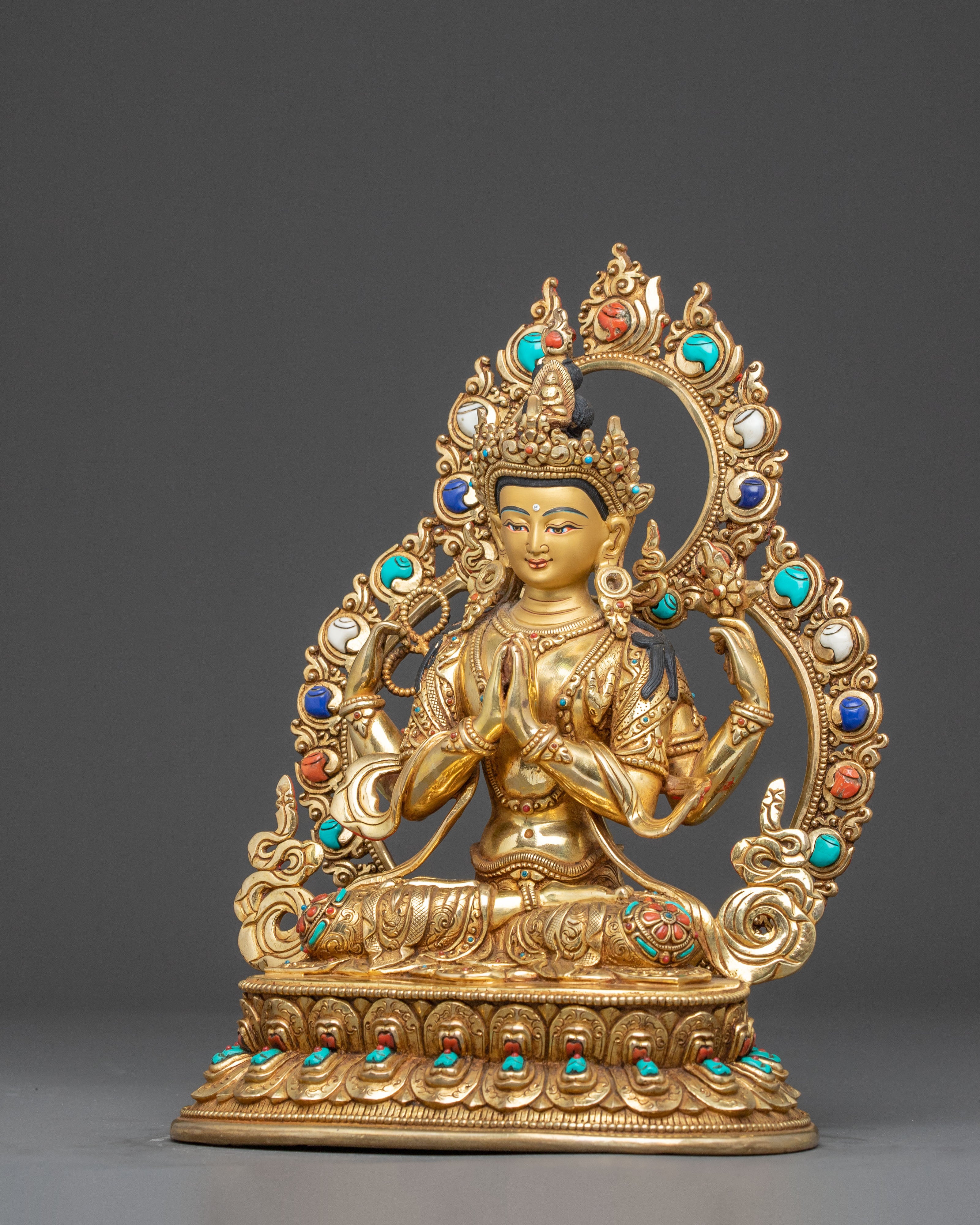 Handmade Bodhisattva Chenrezig Statue for Altar | Avalokiteshvara - Lord of Compassion