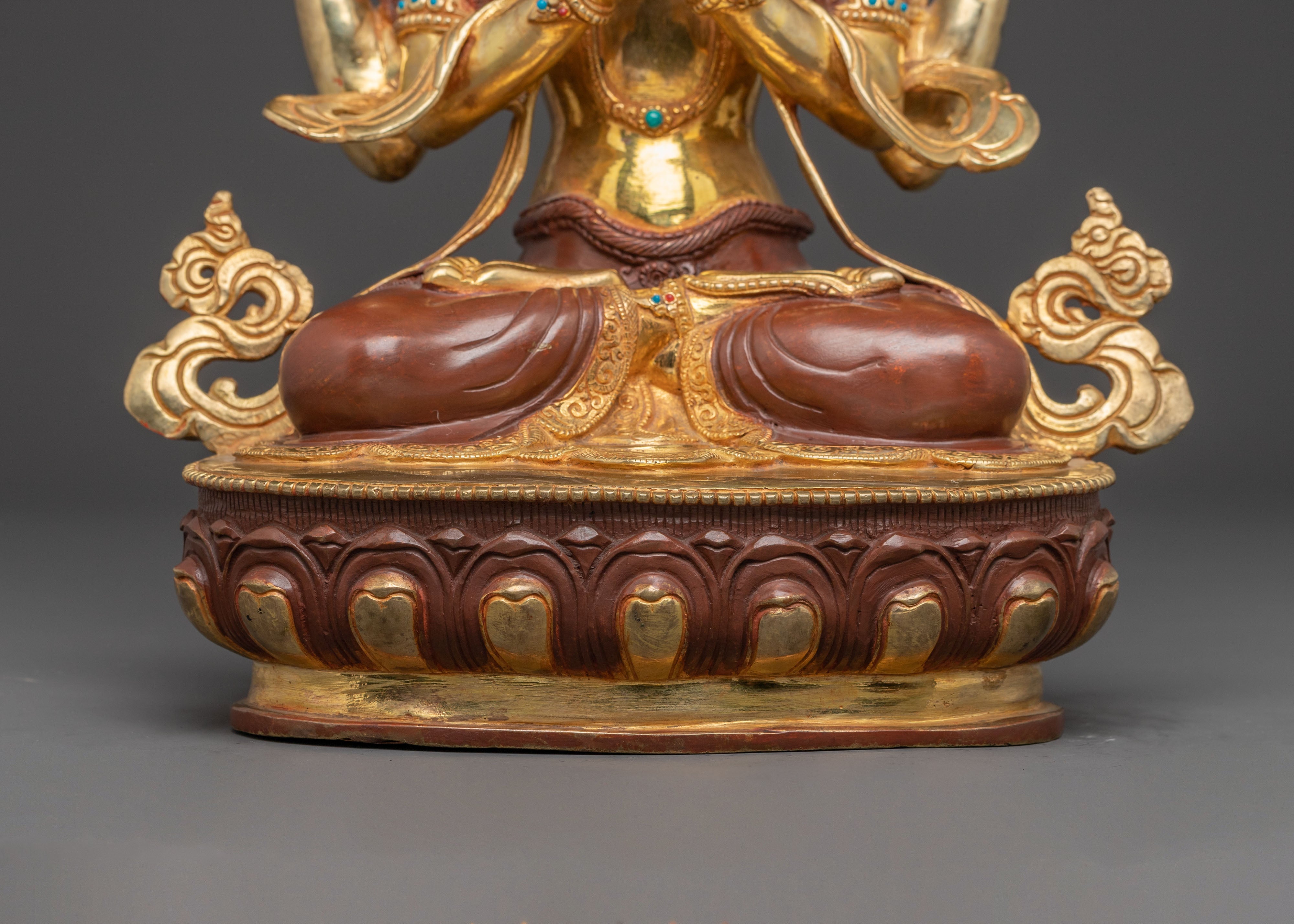 Handmade Bodhisattva Avalokiteshvara Copper Statue | Compassion Idol