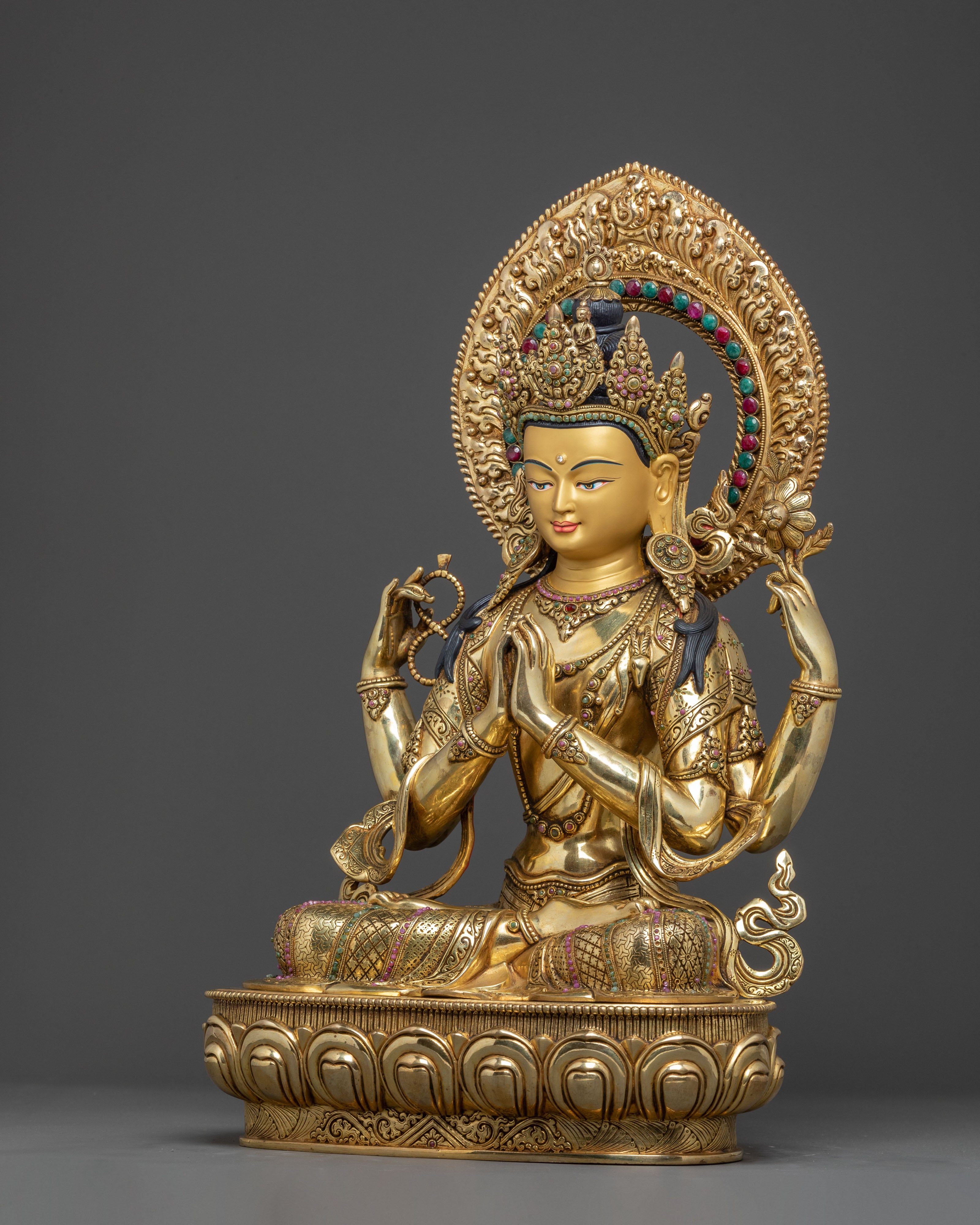 Peaceful Chenrezig Buddha Statue | Hand-Gilded Serenity