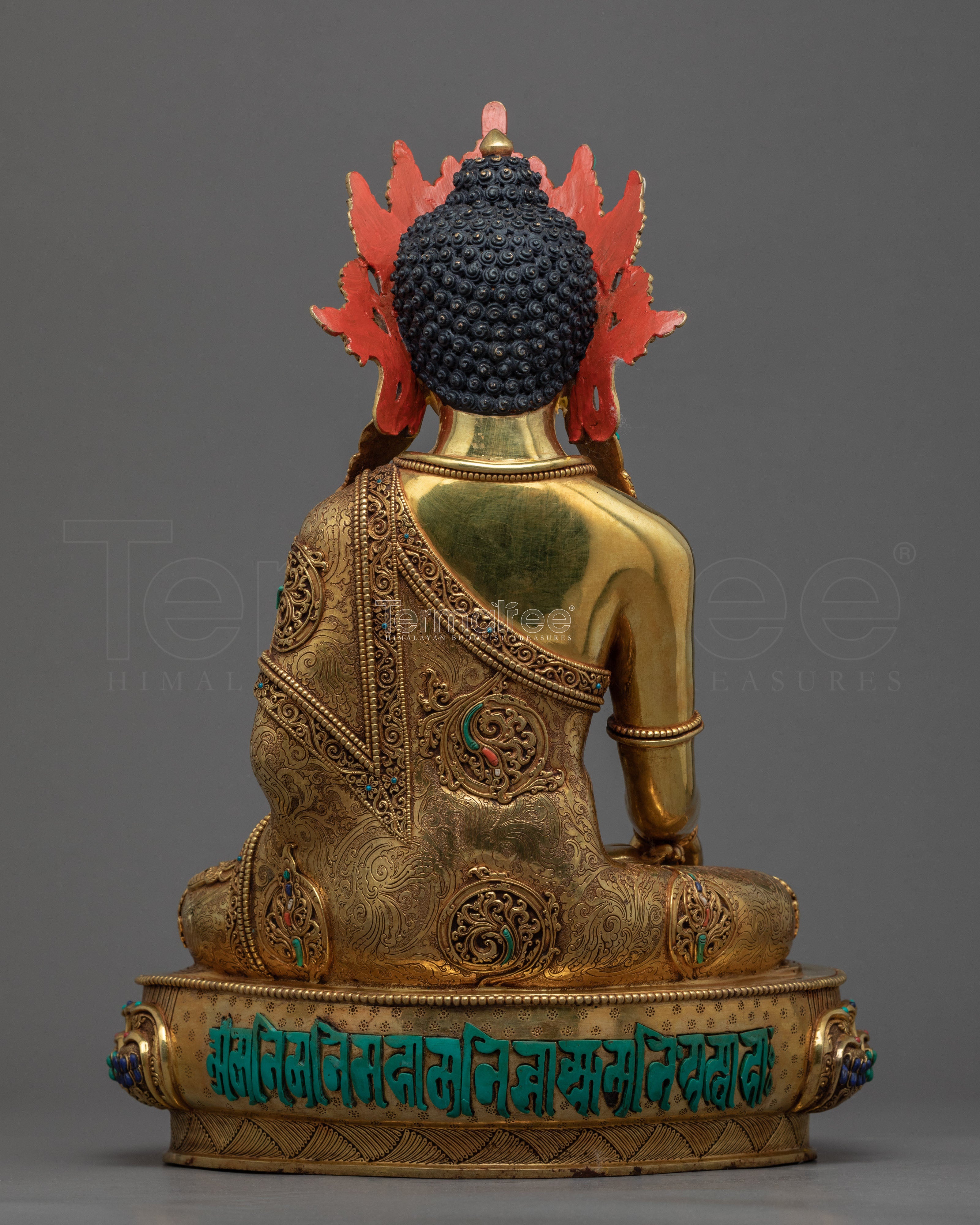 Crowned Blessing Buddha Sculpture | Hand-Painted Buddhist Deity Painting