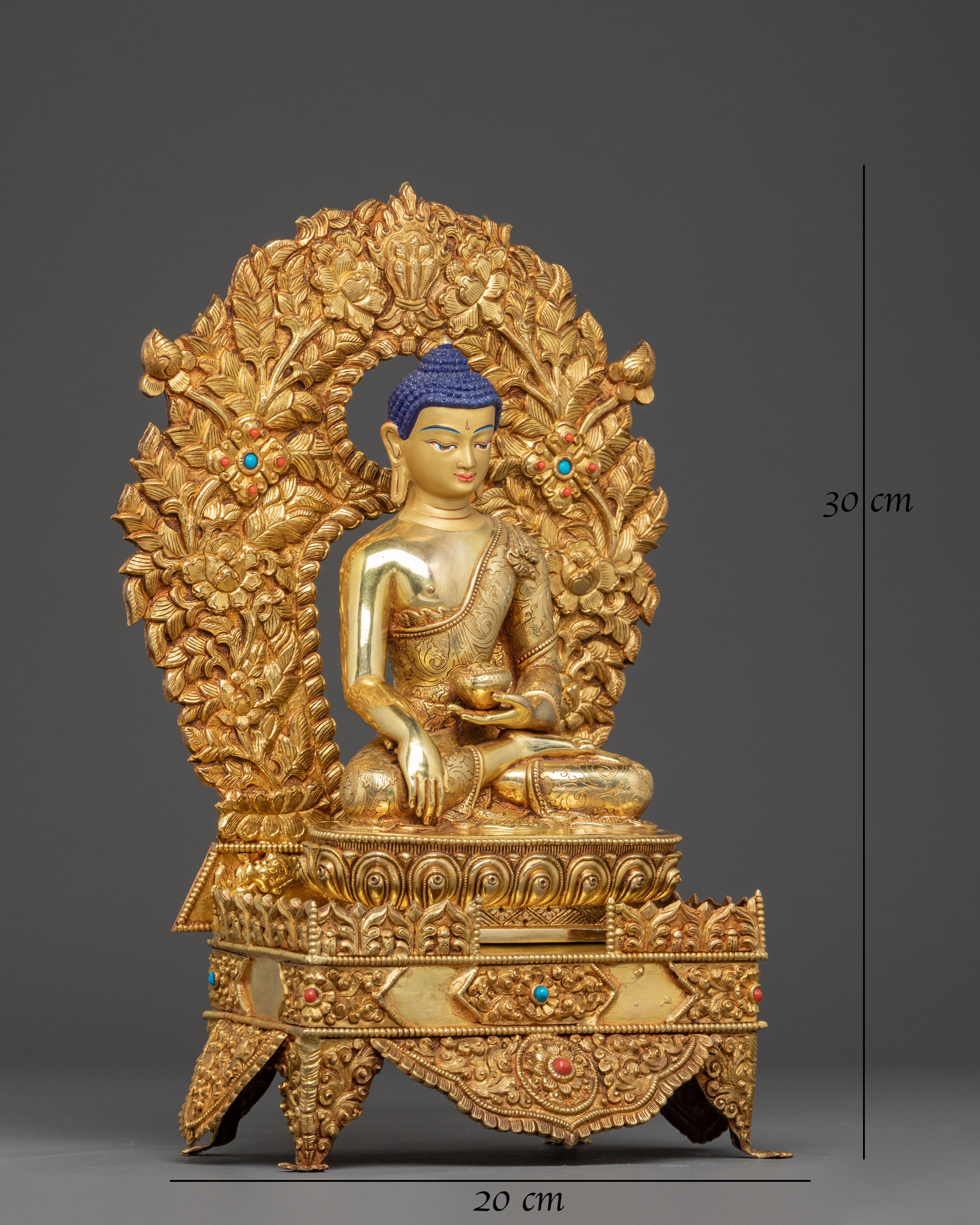 Shakyamuni Buddha Tibetan Statue - 24K Gold Gilded