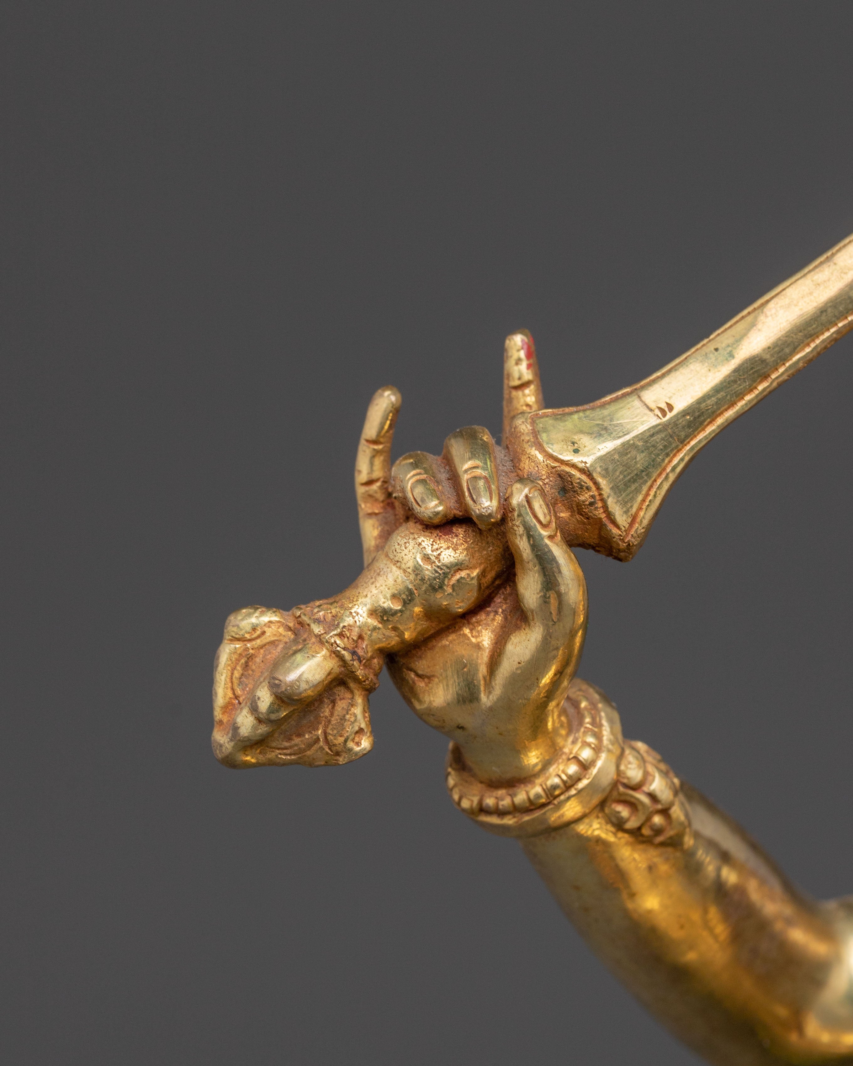 Handmade Manjushri Buddhist Statue: 24K Gold Gilded