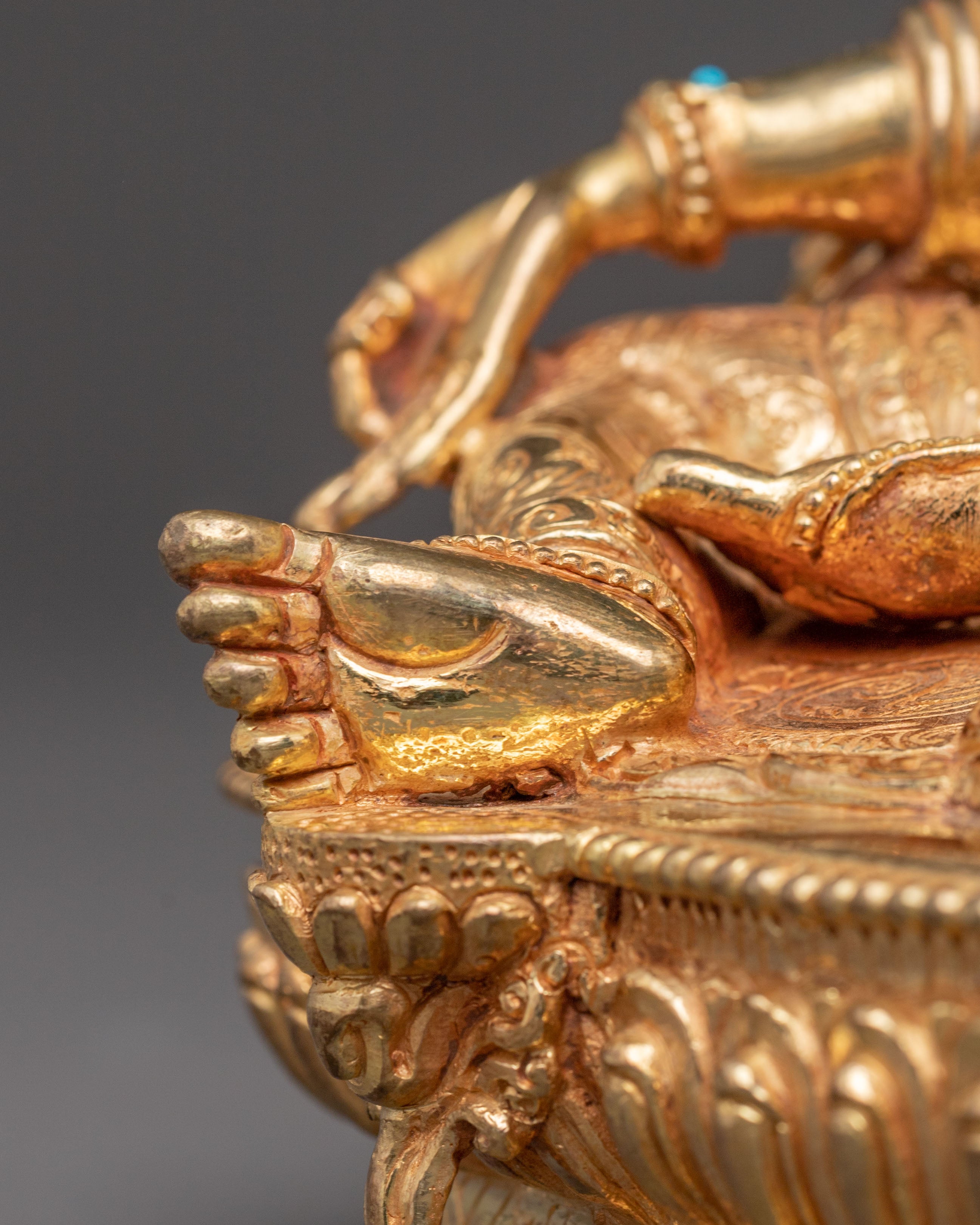 Green Tara Handmade Statue of Love and Compassion - Gilded Copper Art