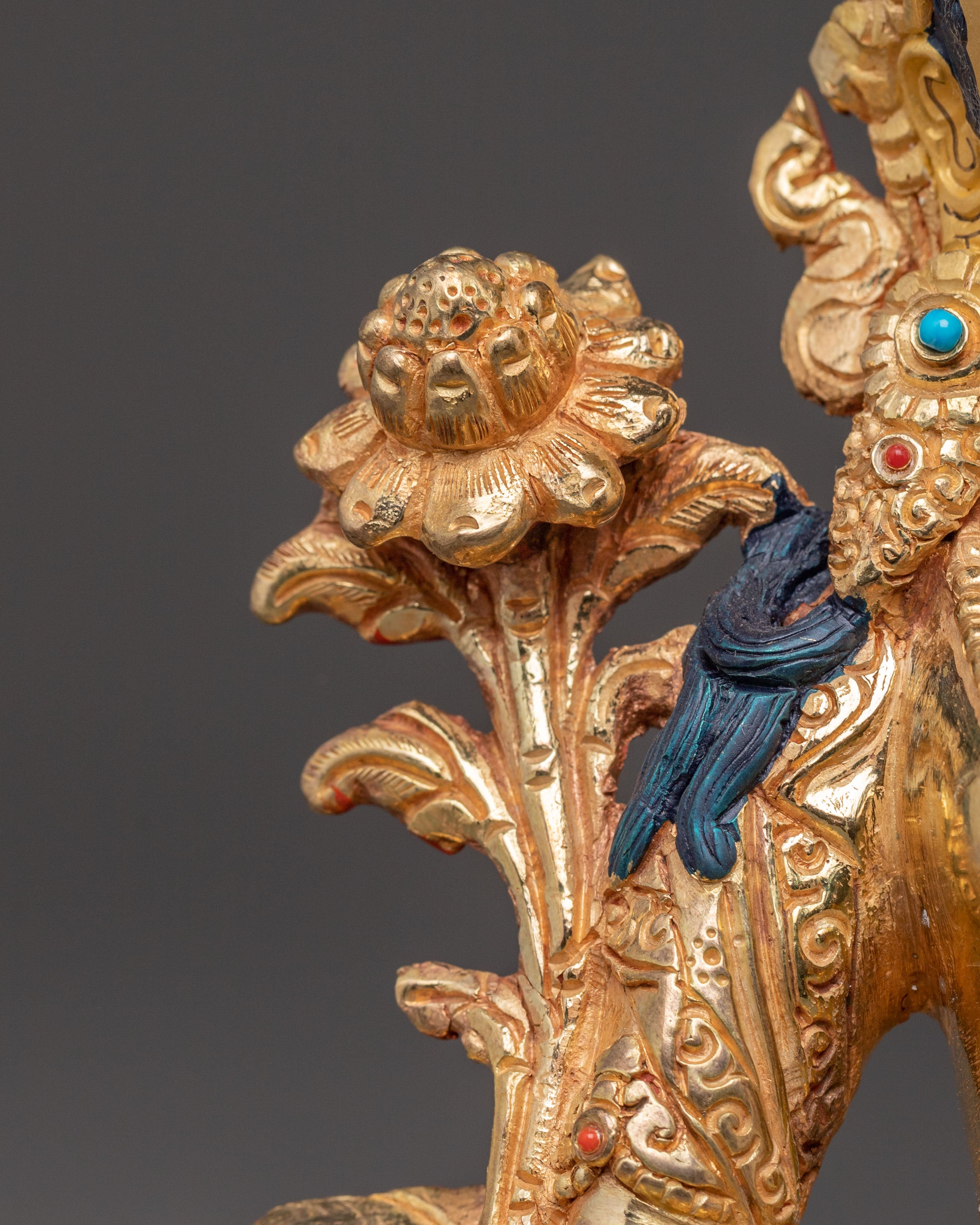 Green Tara Handmade Statue of Love and Compassion - Gilded Copper Art