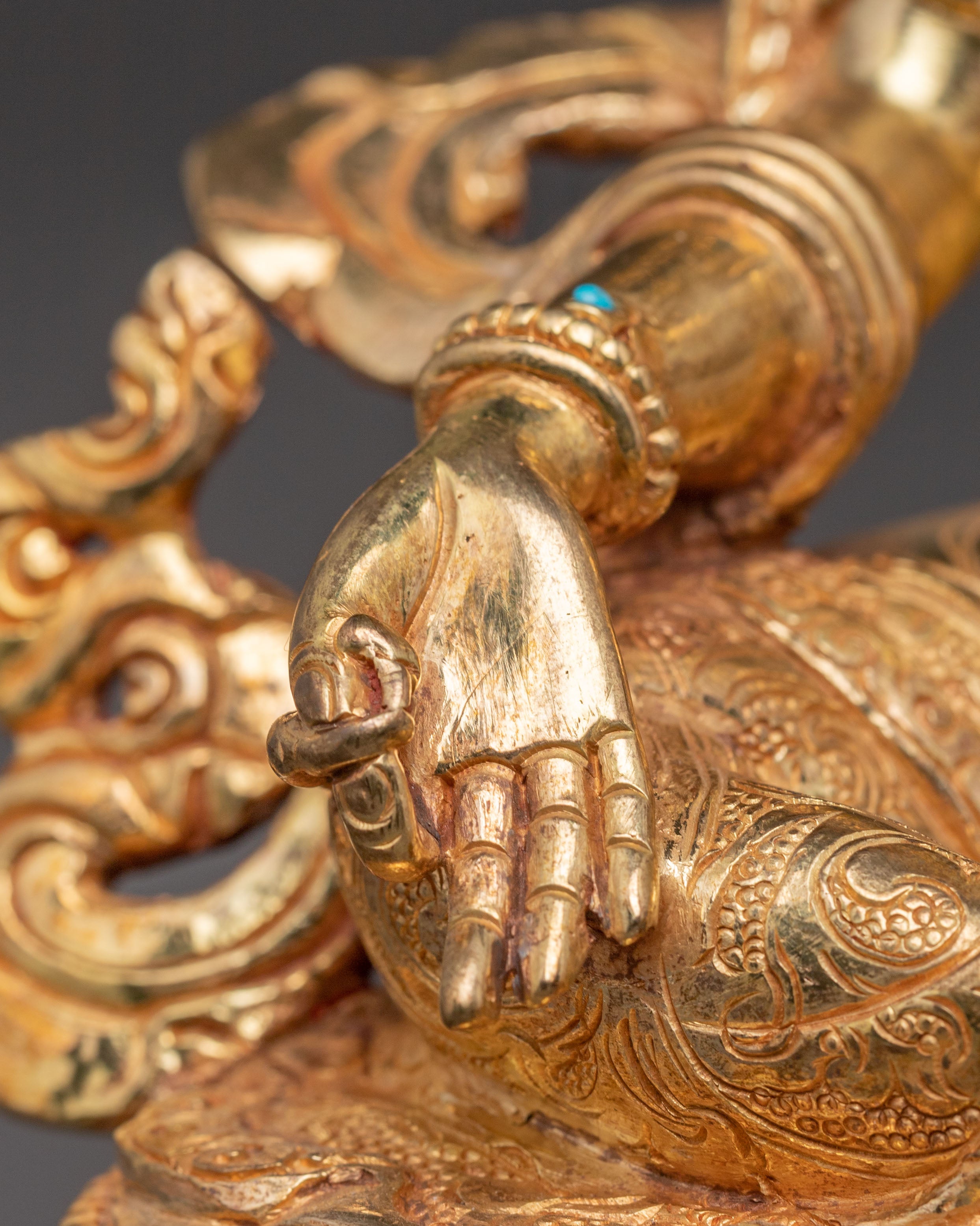 Green Tara Handmade Statue of Love and Compassion - Gilded Copper Art