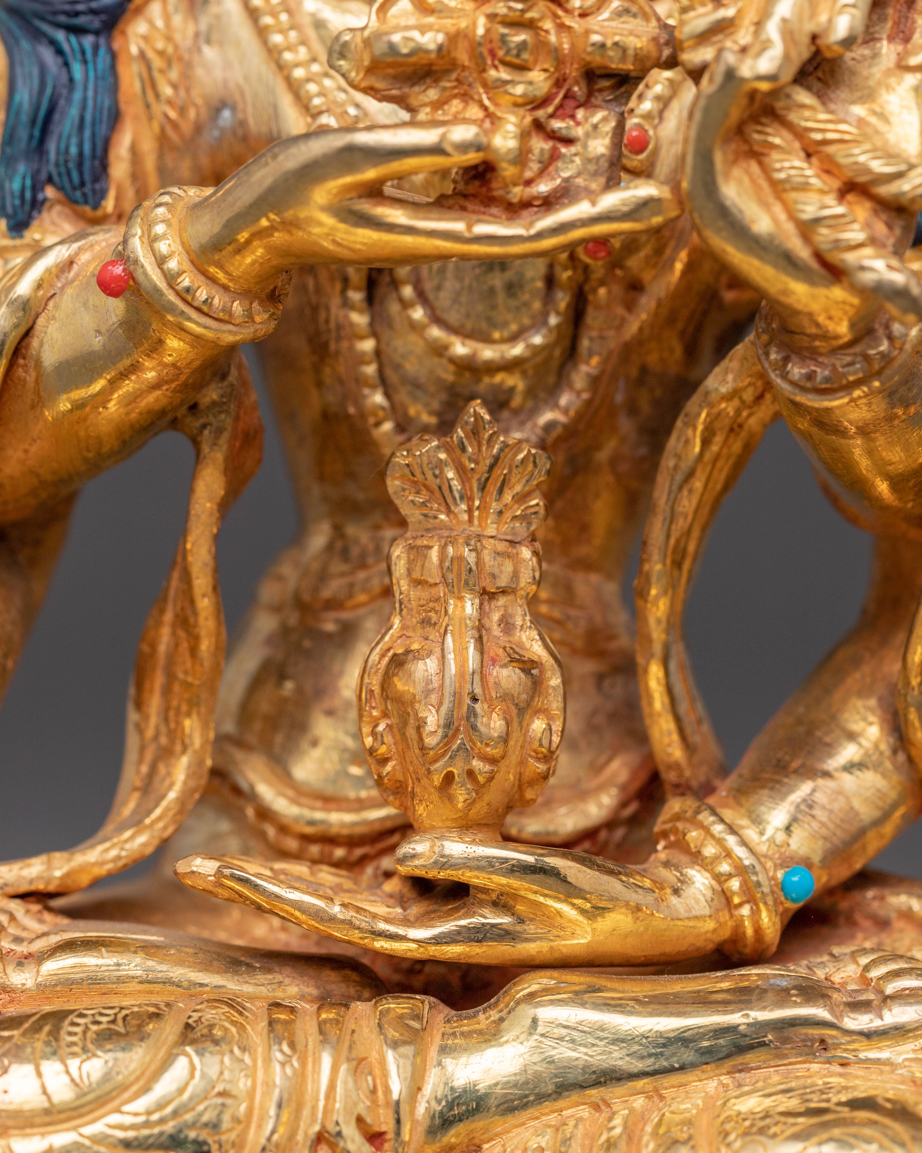 Exquisite 24K Gold Gilded Handmade Ushnisha Vijaya Golden Statue