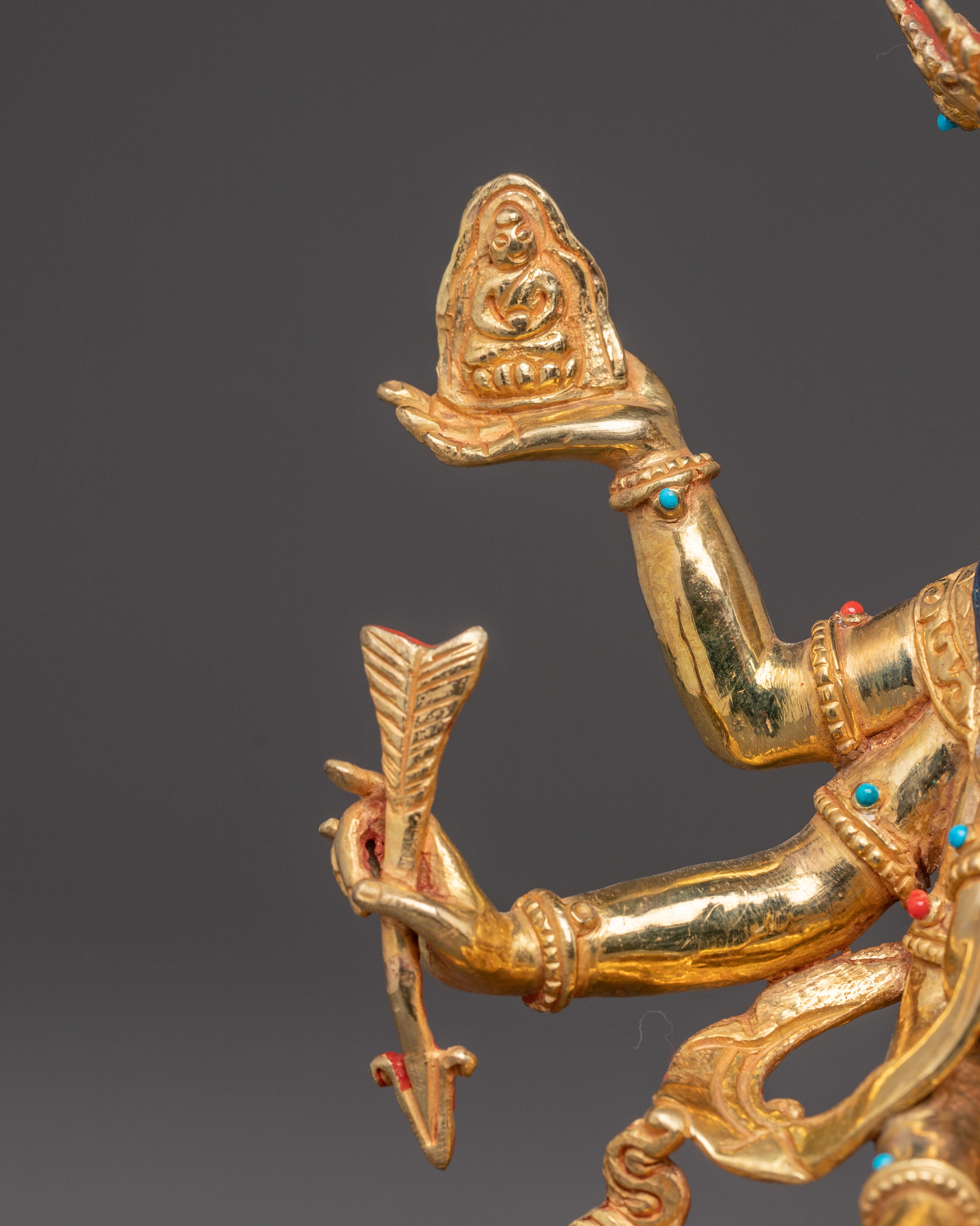 Exquisite 24K Gold Gilded Handmade Ushnisha Vijaya Golden Statue