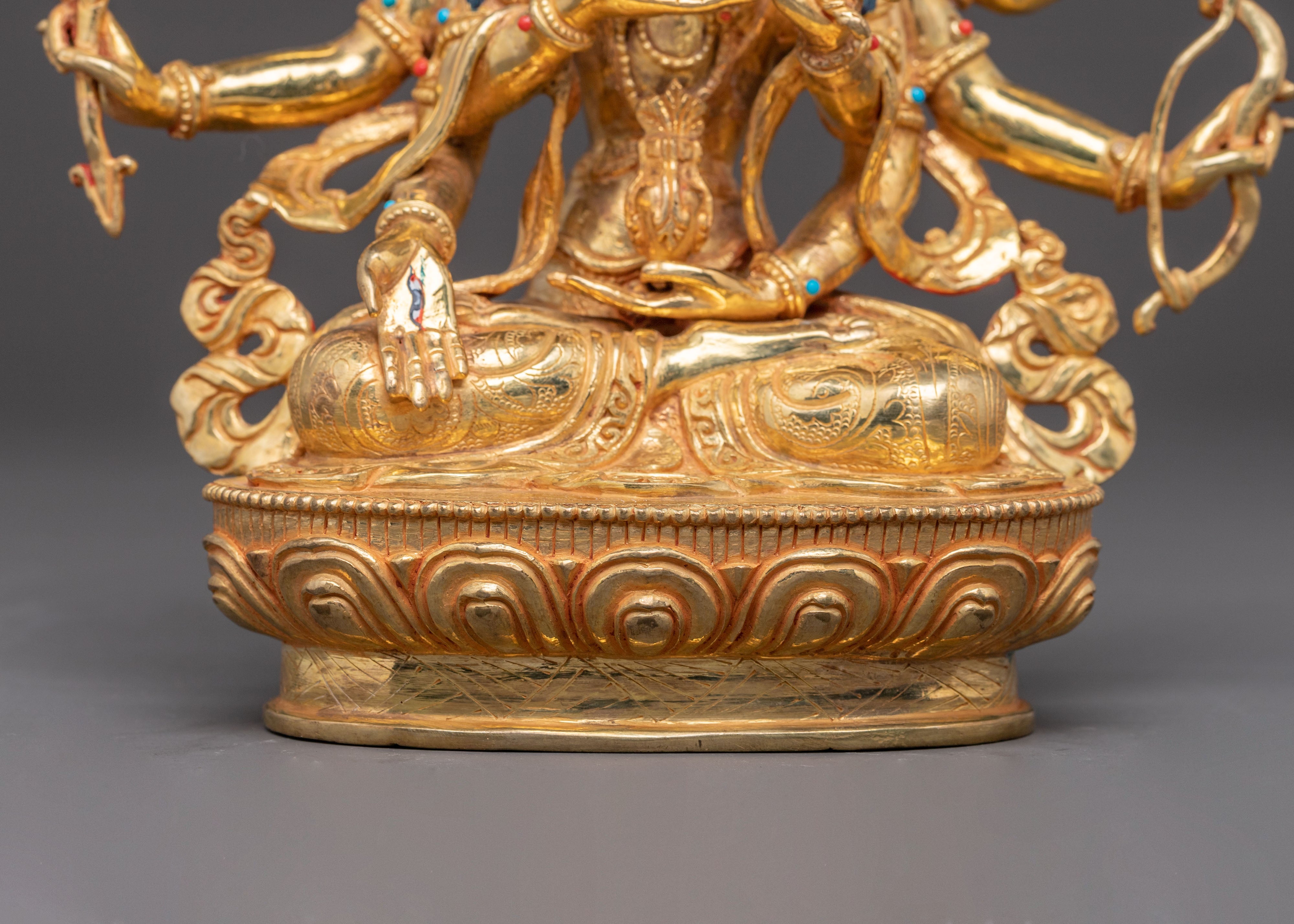 Exquisite 24K Gold Gilded Handmade Ushnisha Vijaya Golden Statue