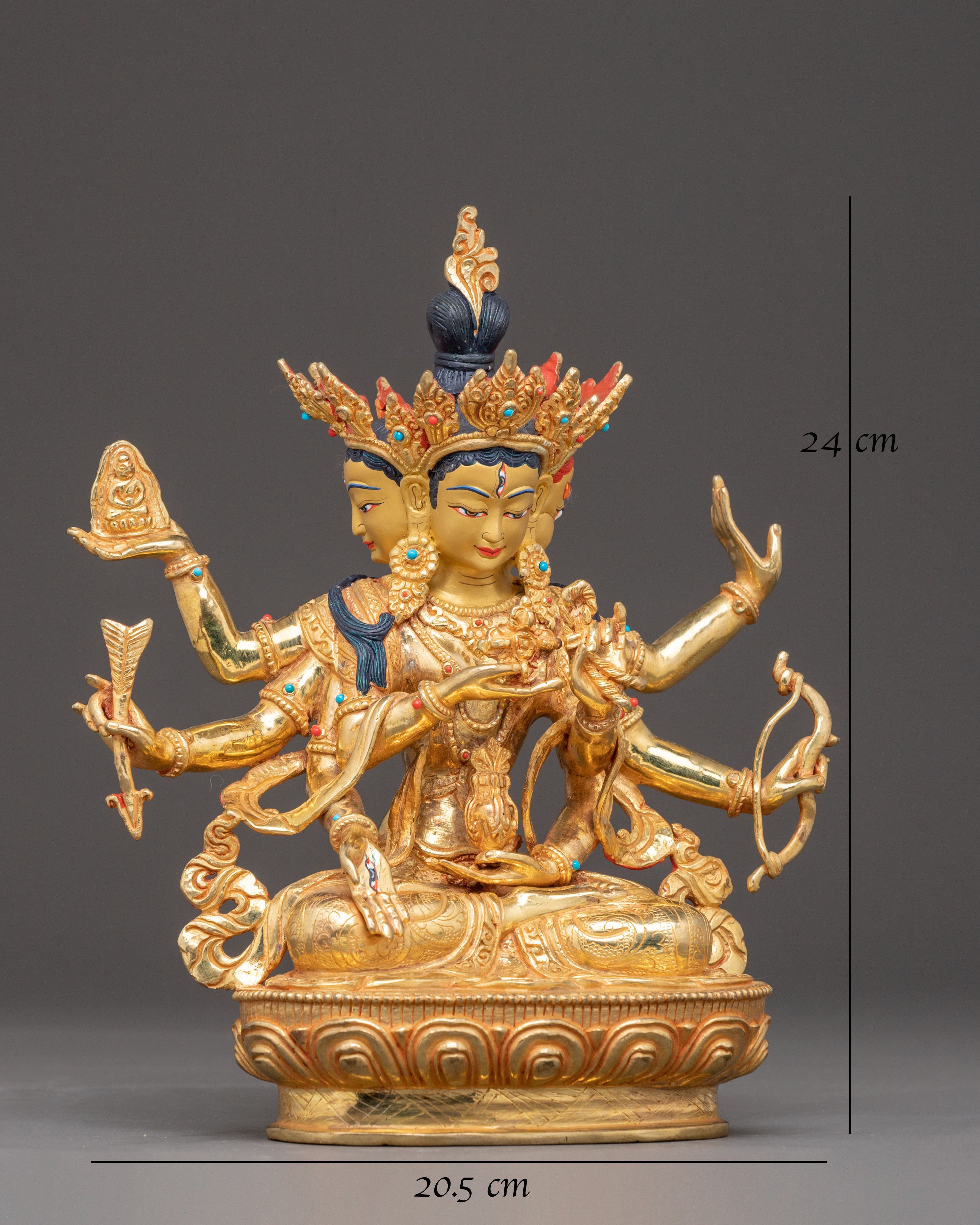 Exquisite 24K Gold Gilded Handmade Ushnisha Vijaya Golden Statue