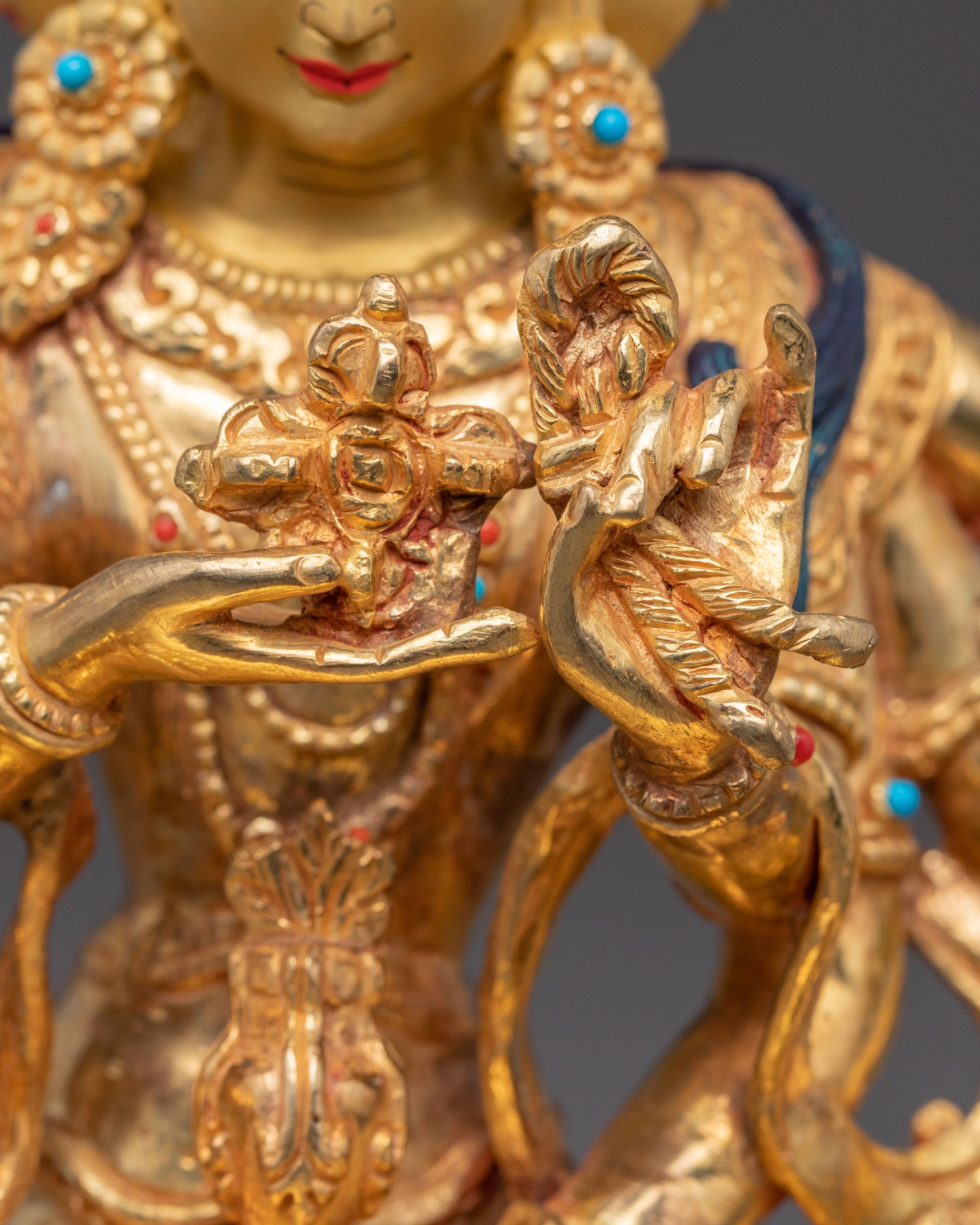 Exquisite 24K Gold Gilded Handmade Ushnisha Vijaya Golden Statue