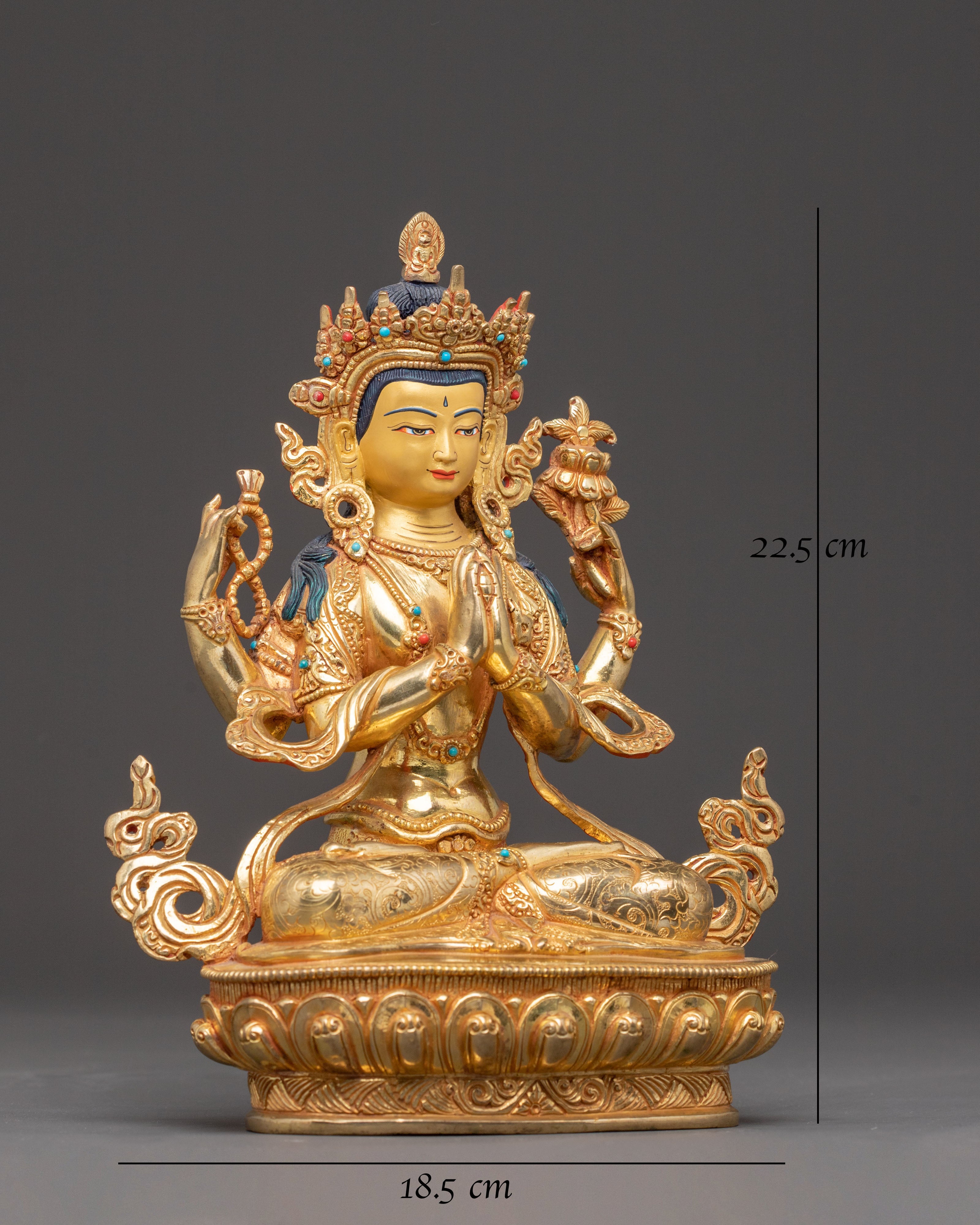 Handmade Avalokitesvara Golden Statue of Compassion – Gilded Serenity