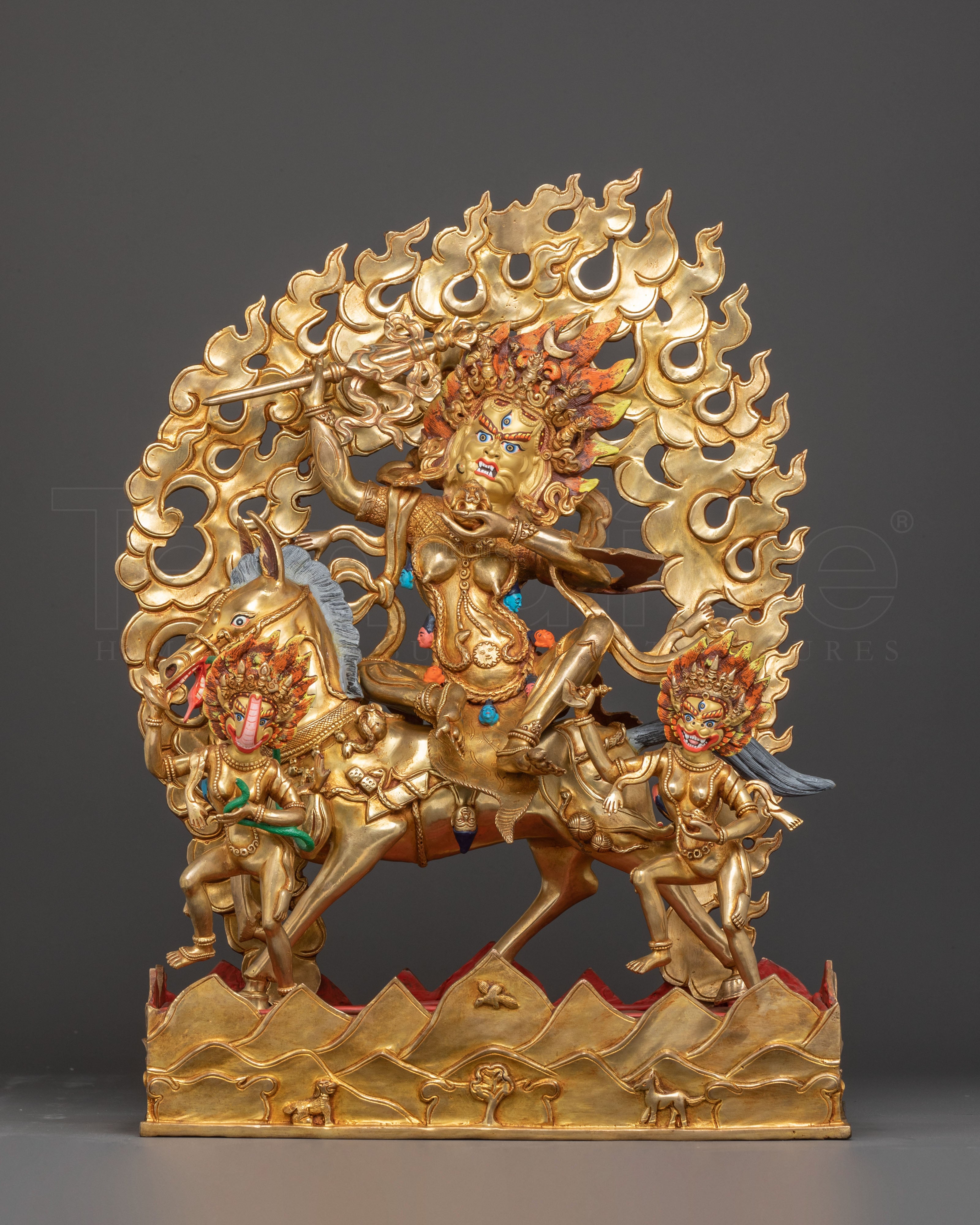 Handcrafted Palden Lhamo Golden Statue – Radiant Protector