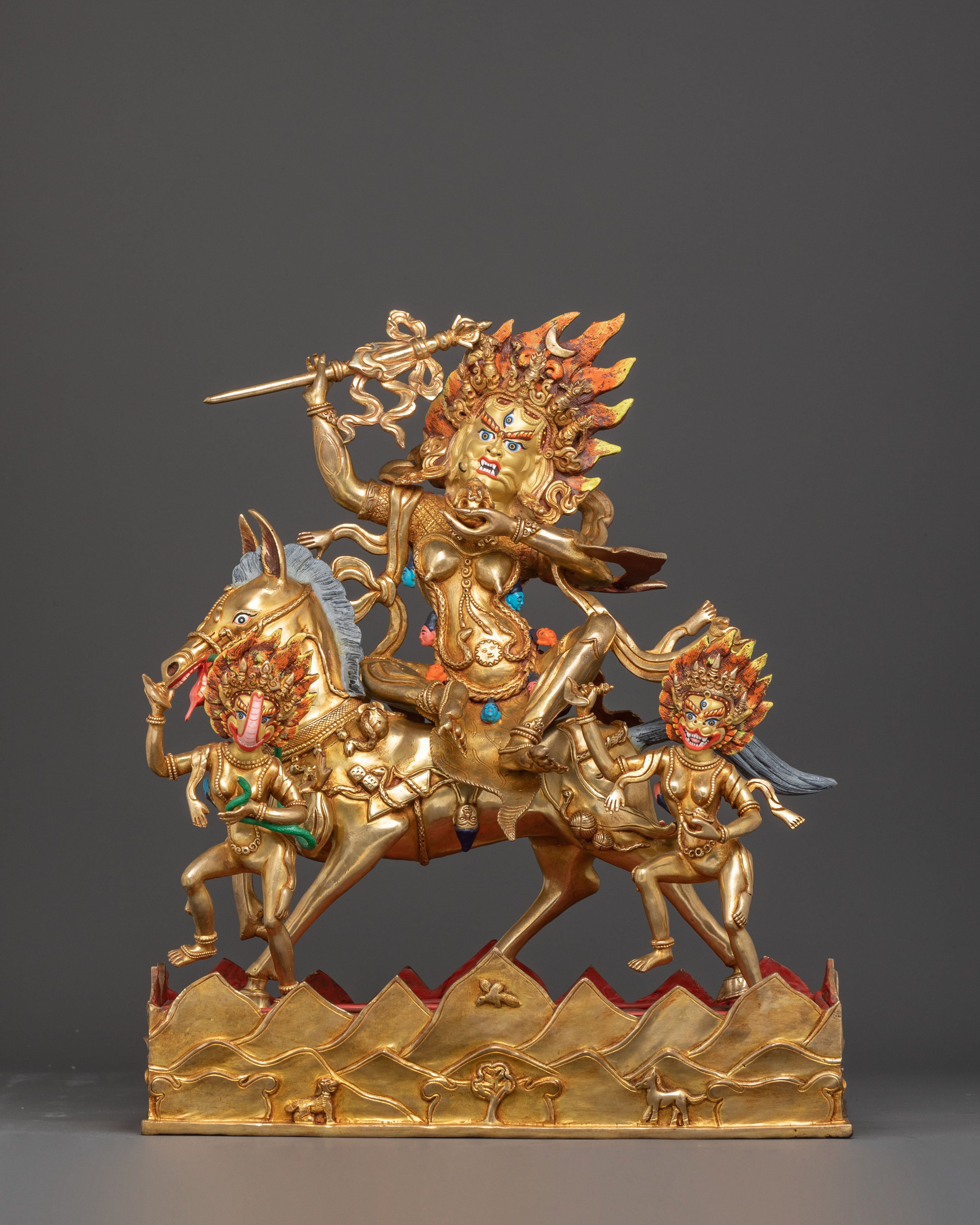 Handcrafted Palden Lhamo Golden Statue – Radiant Protector