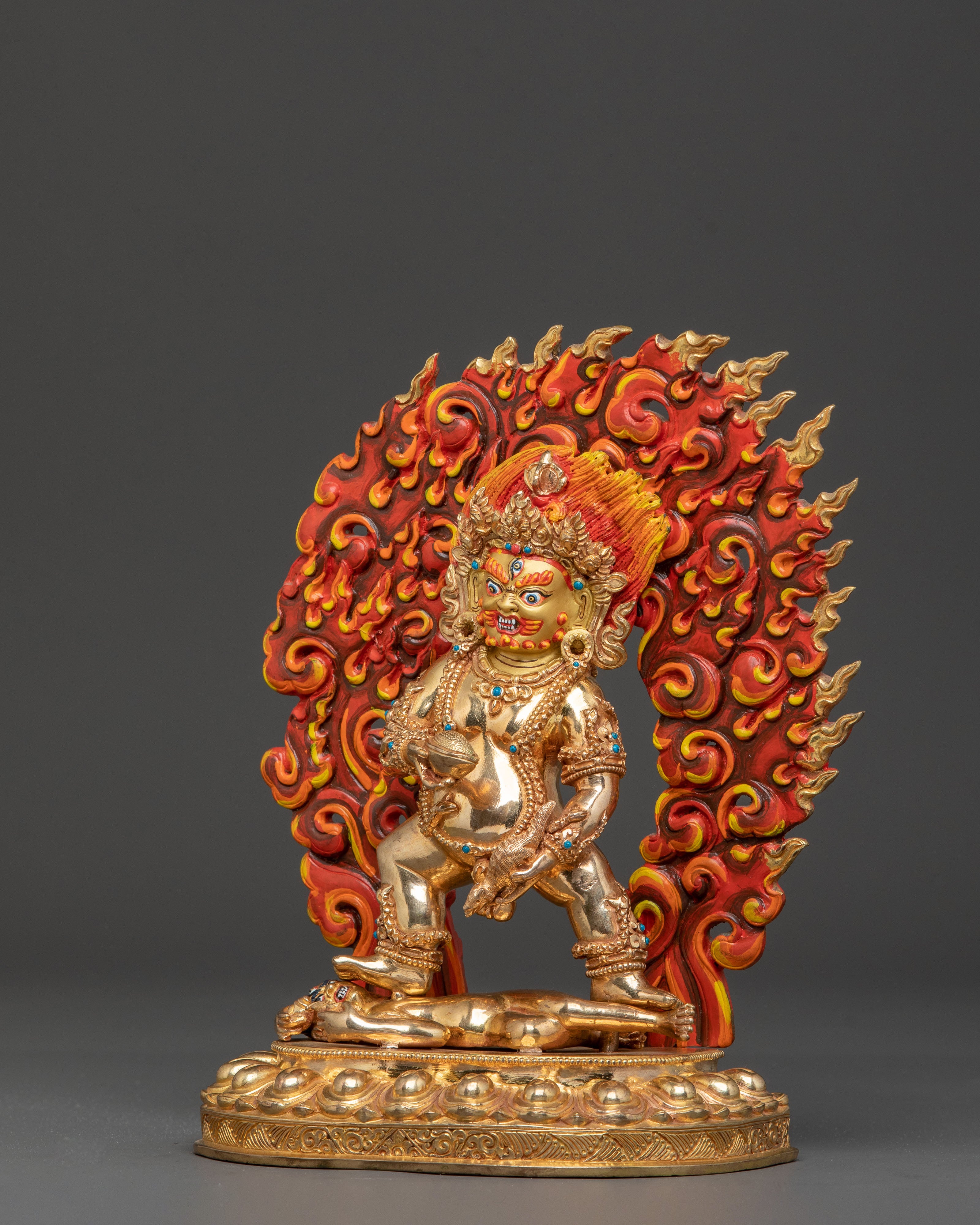 Handcrafted Black Dzambhala Statue of Wealth