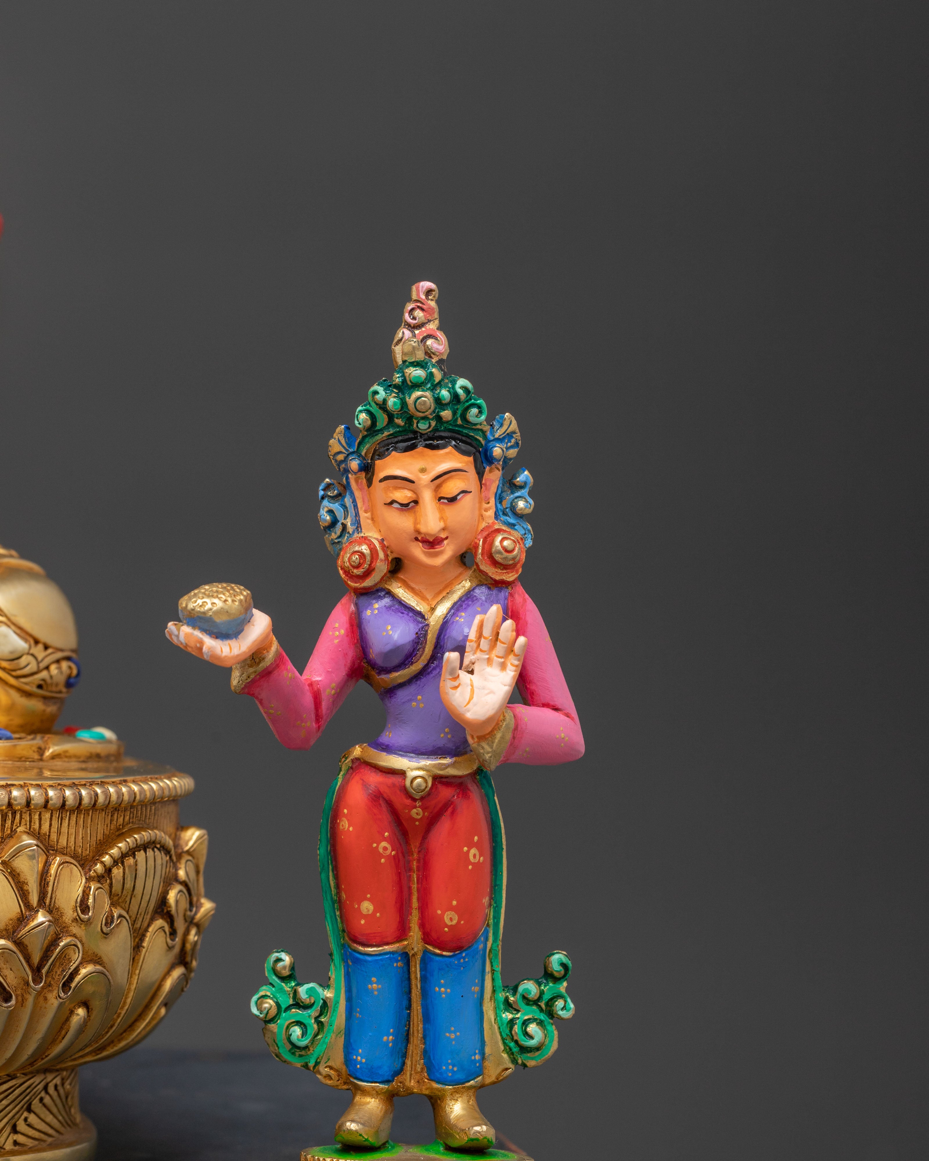 Majestic Guru Rinpoche with Yeshe Tsogyal and Mandarava Statue