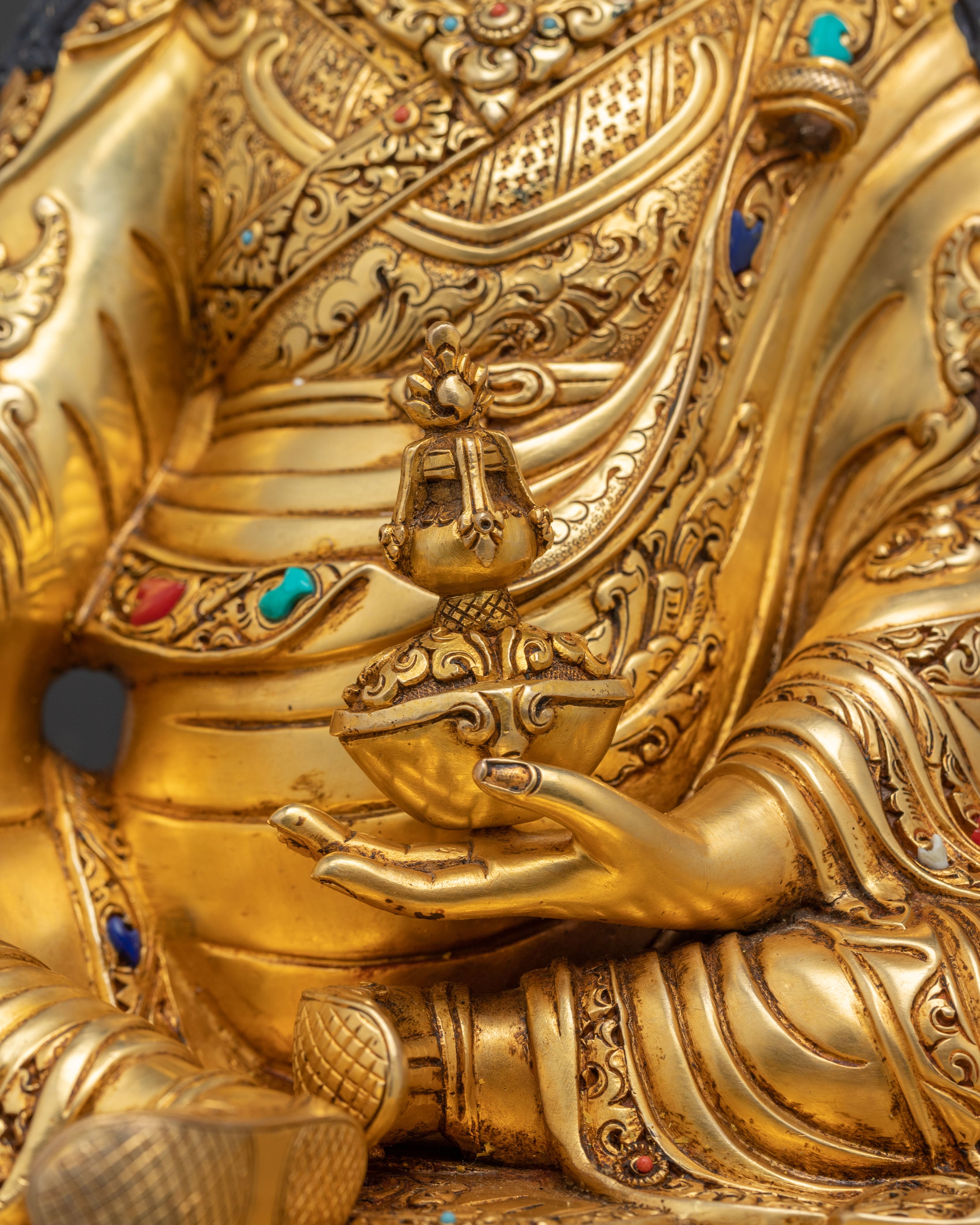 Majestic Guru Rinpoche with Yeshe Tsogyal and Mandarava Statue