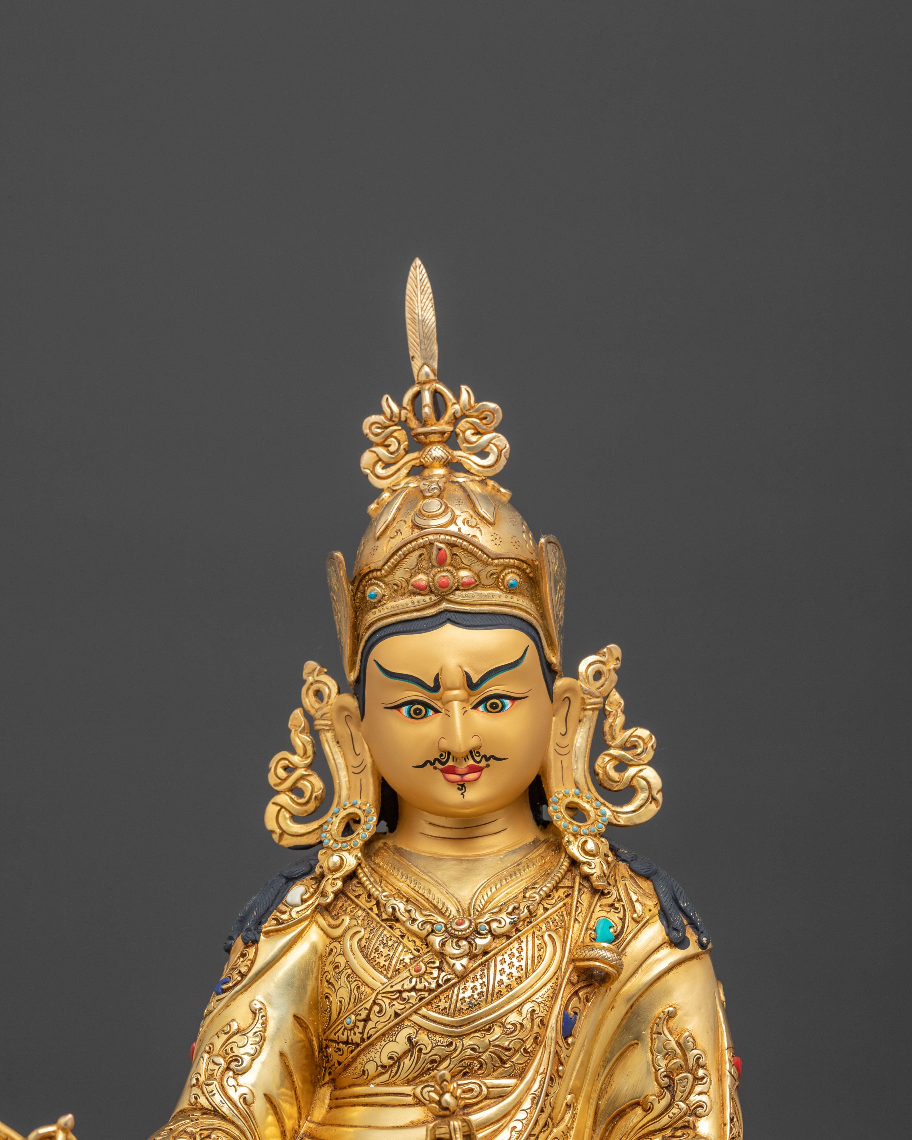 Majestic Guru Rinpoche with Yeshe Tsogyal and Mandarava Statue
