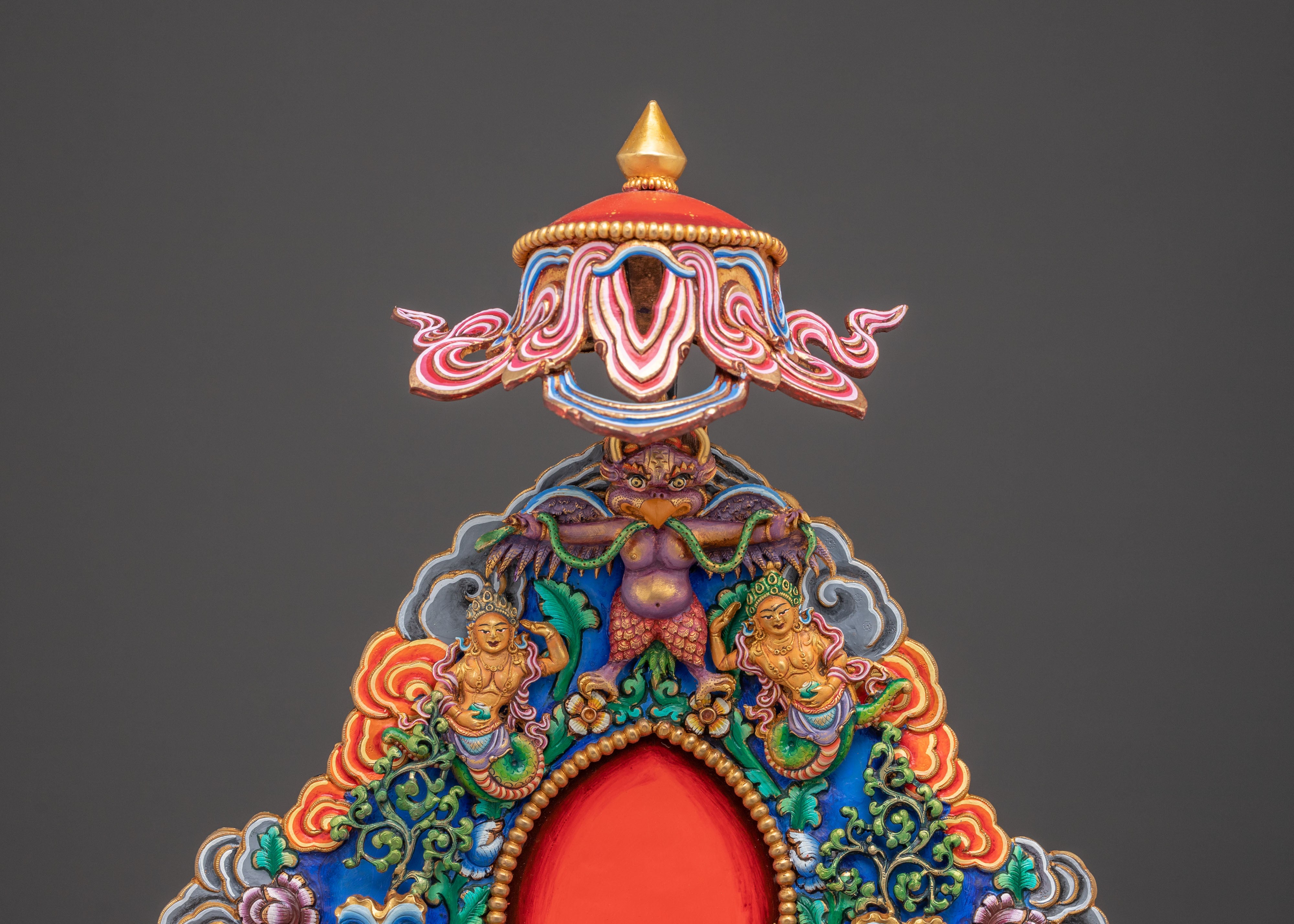 Majestic Guru Rinpoche with Yeshe Tsogyal and Mandarava Statue