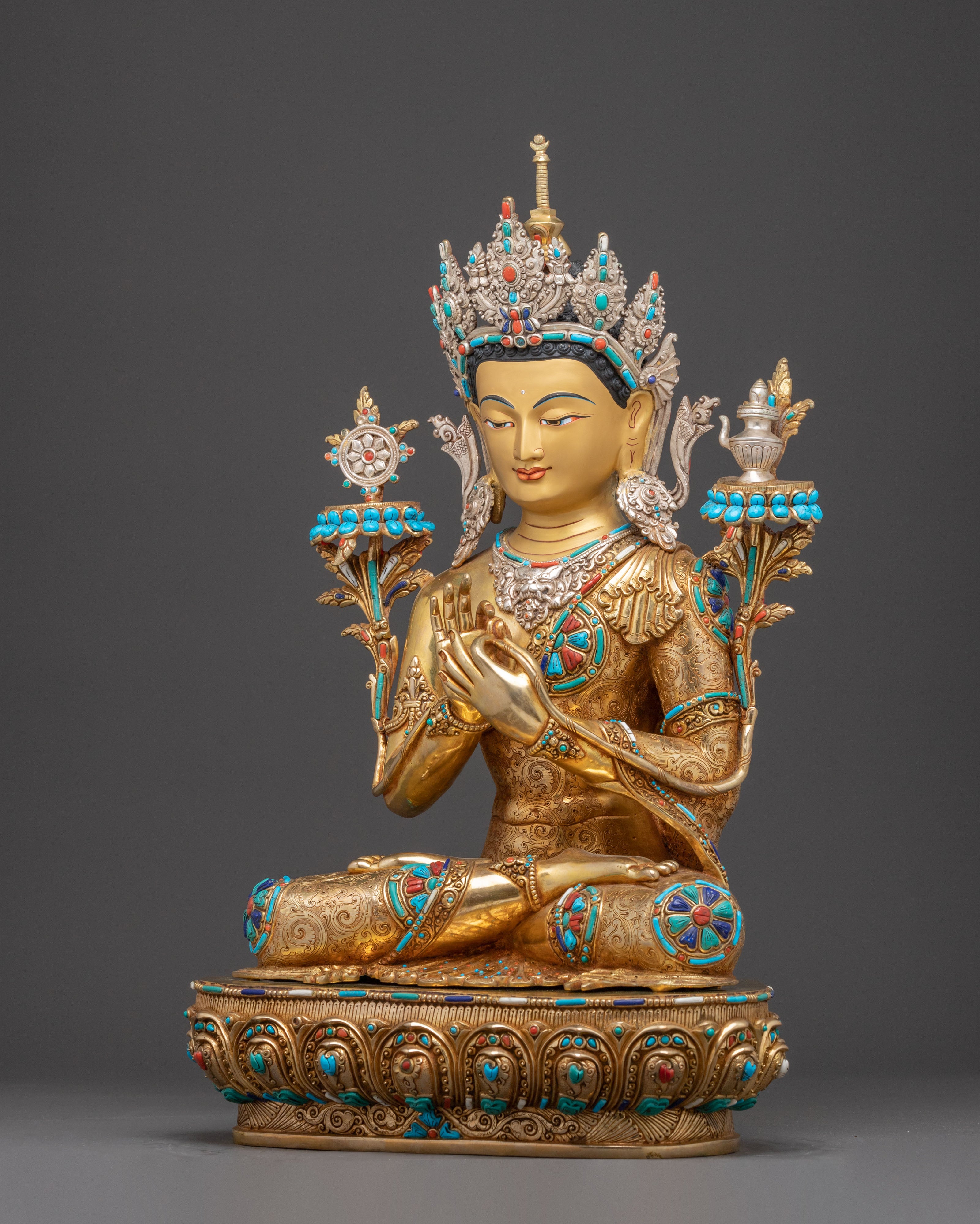Handmade Maitreya Buddha Golden Statue – Radiant Nepalese Artistry