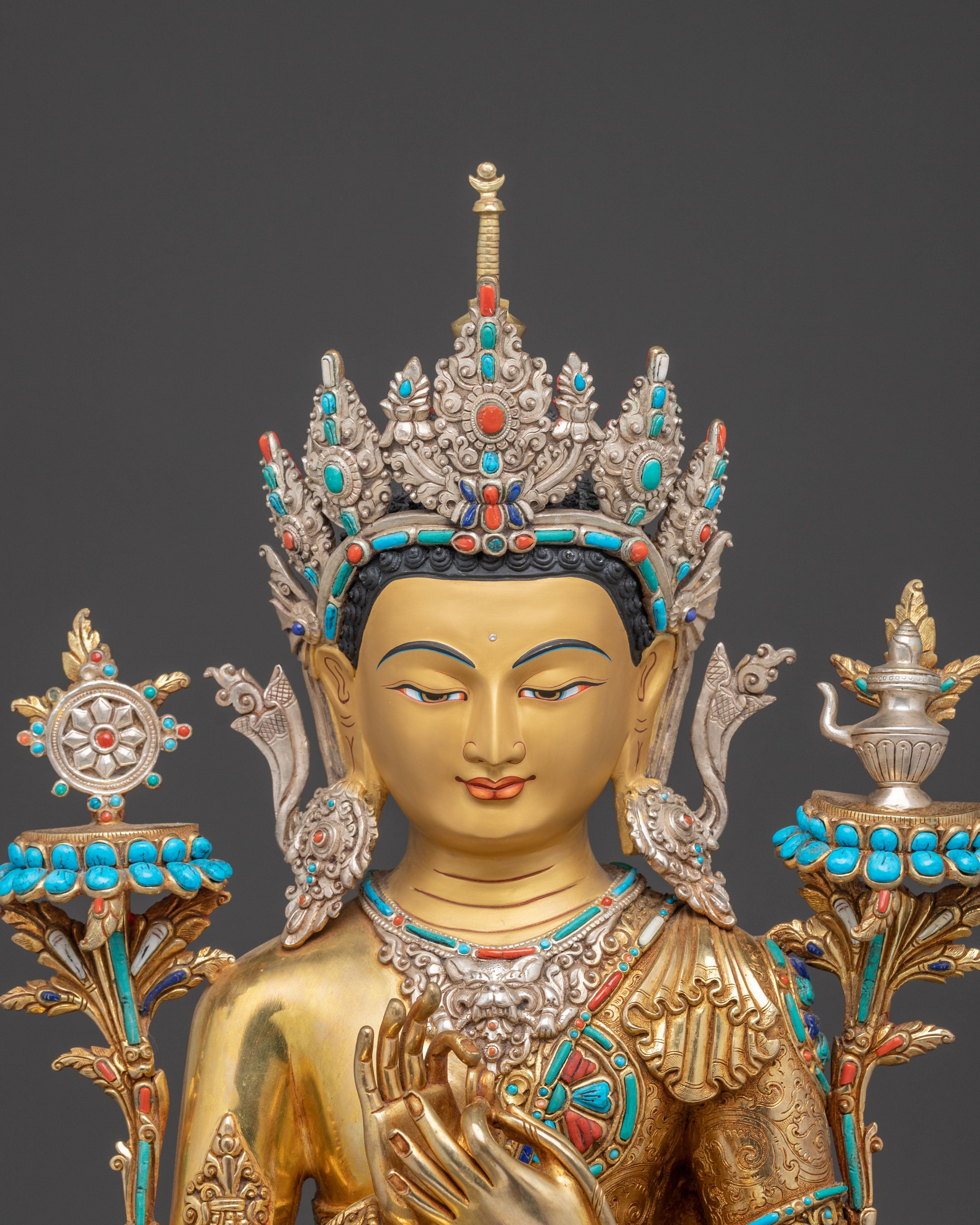 Handmade Maitreya Buddha Golden Statue – Radiant Nepalese Artistry