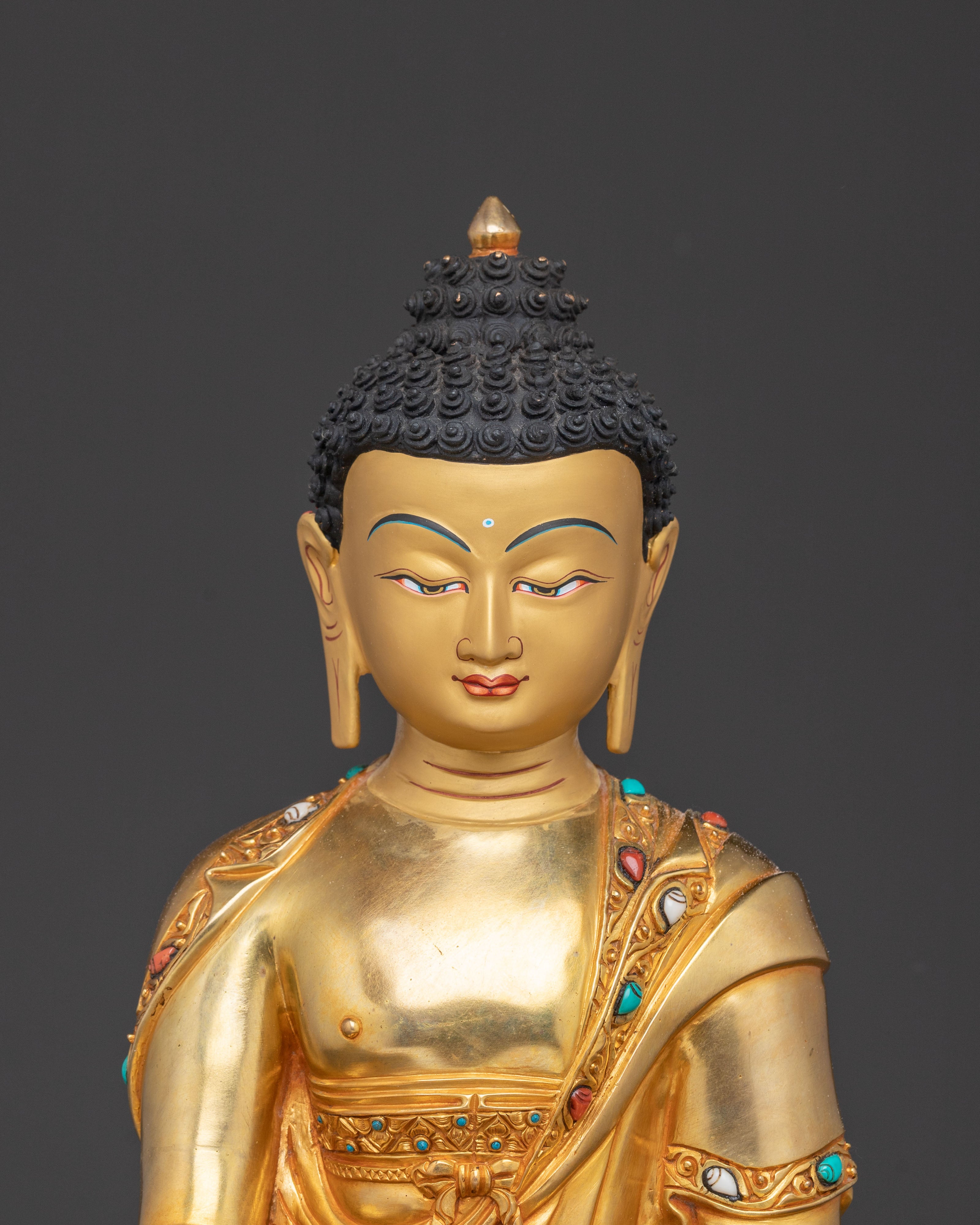 Exquisite 24K Gold Gilded Shakyamuni Buddha Statue for Altar Decor