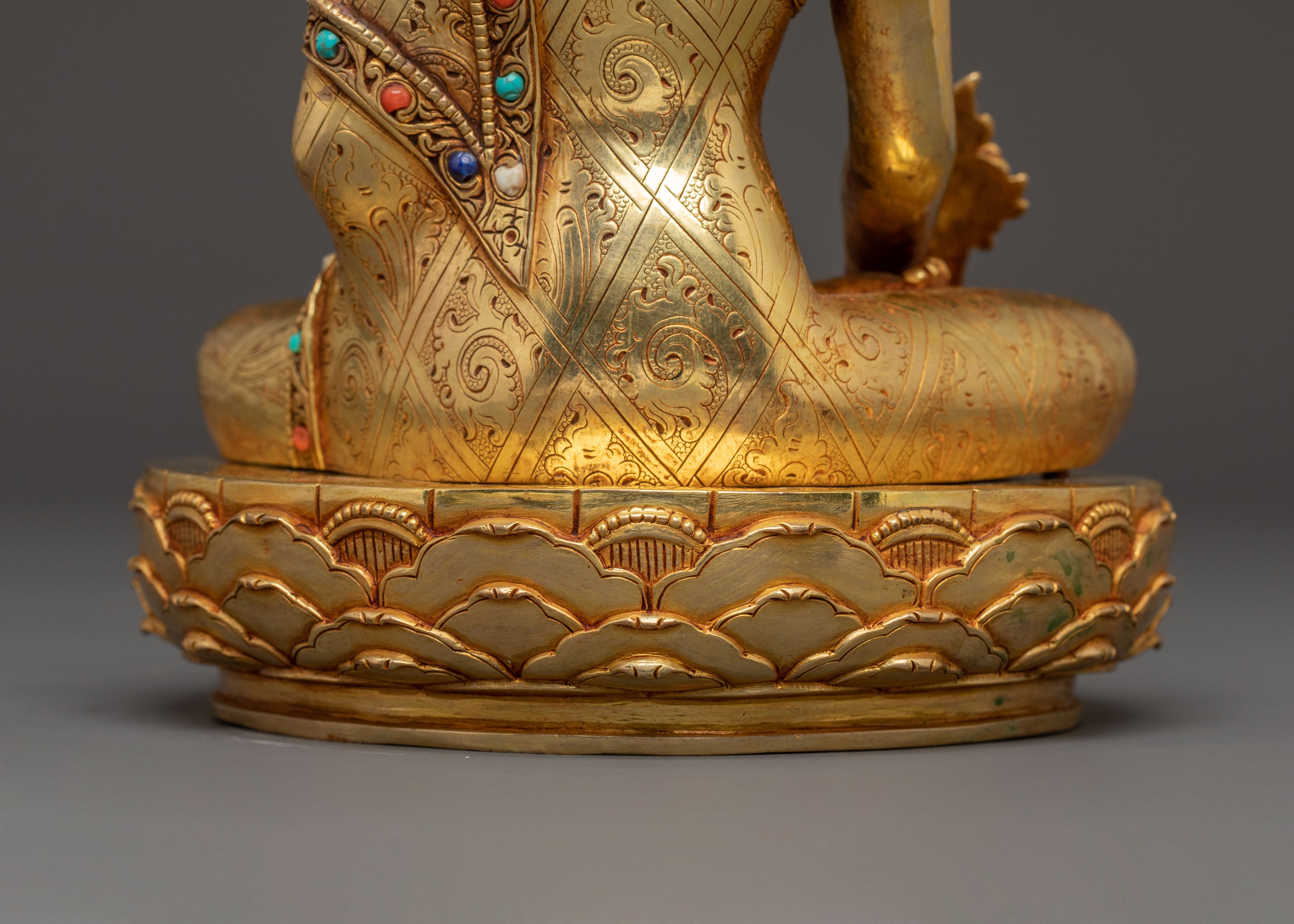 Buddha Trinity Golden Statue Set
