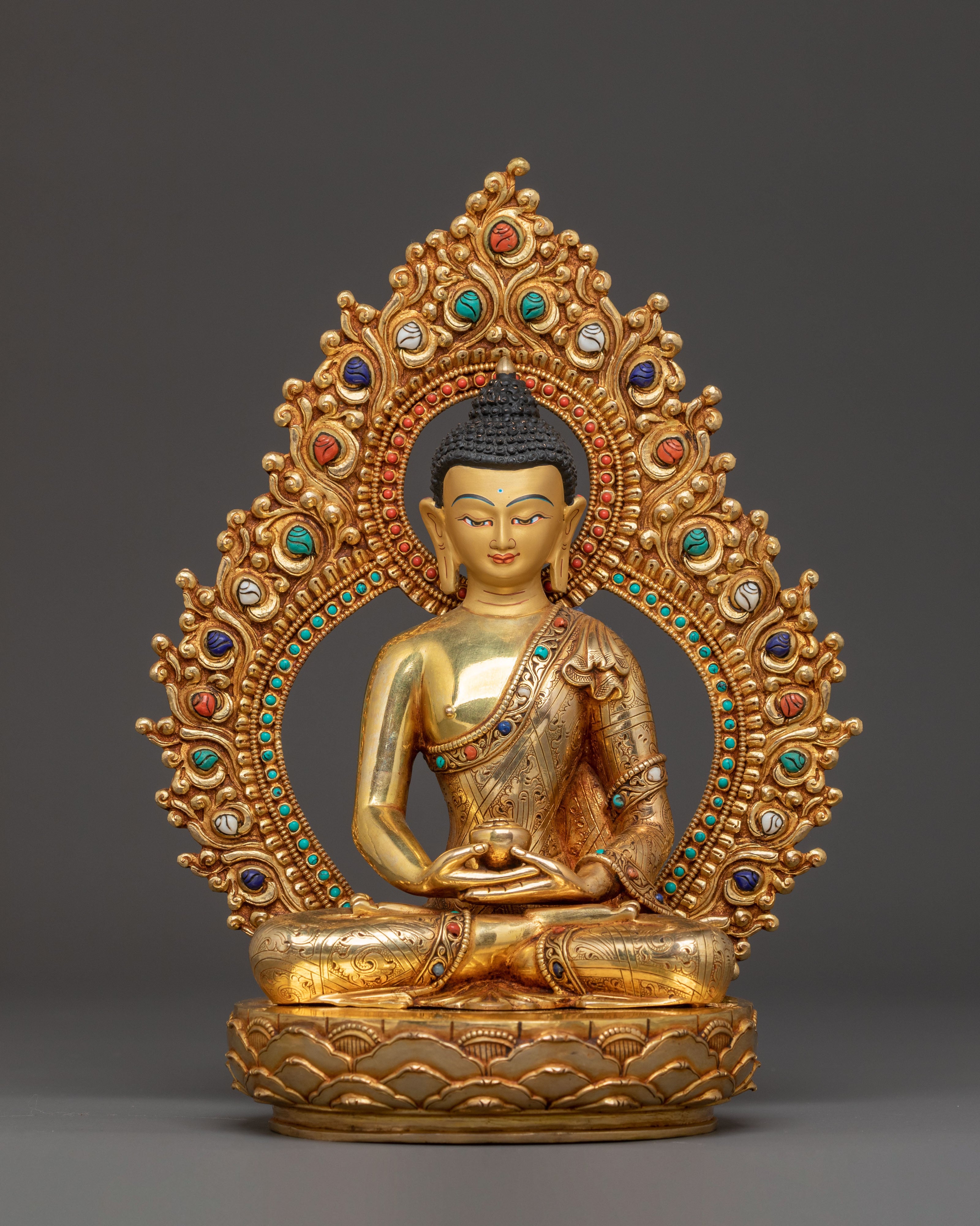 Buddha Trinity Golden Statue Set