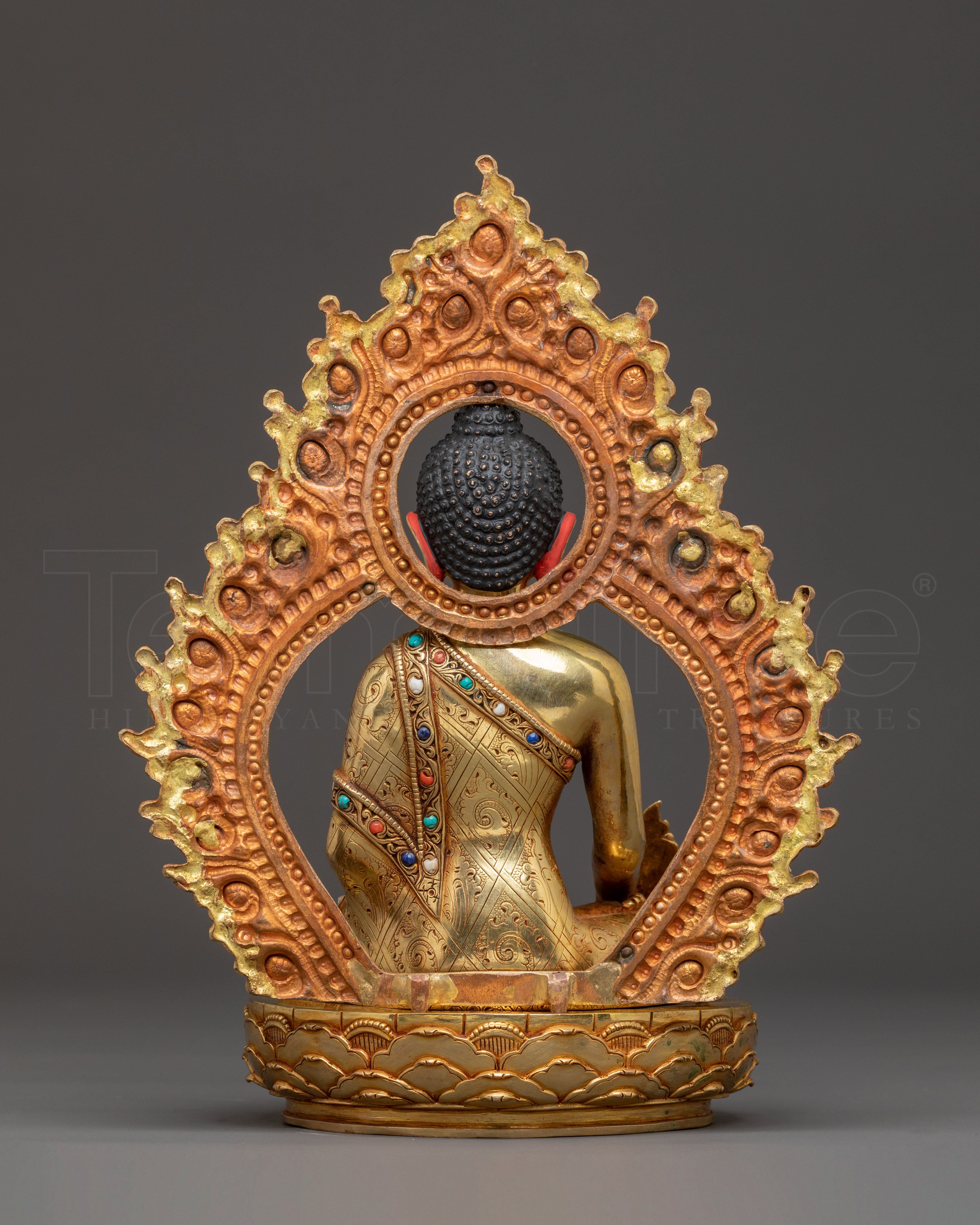 Handmade Statue of Healing Buddha - Exquisite Gilded Copper Art