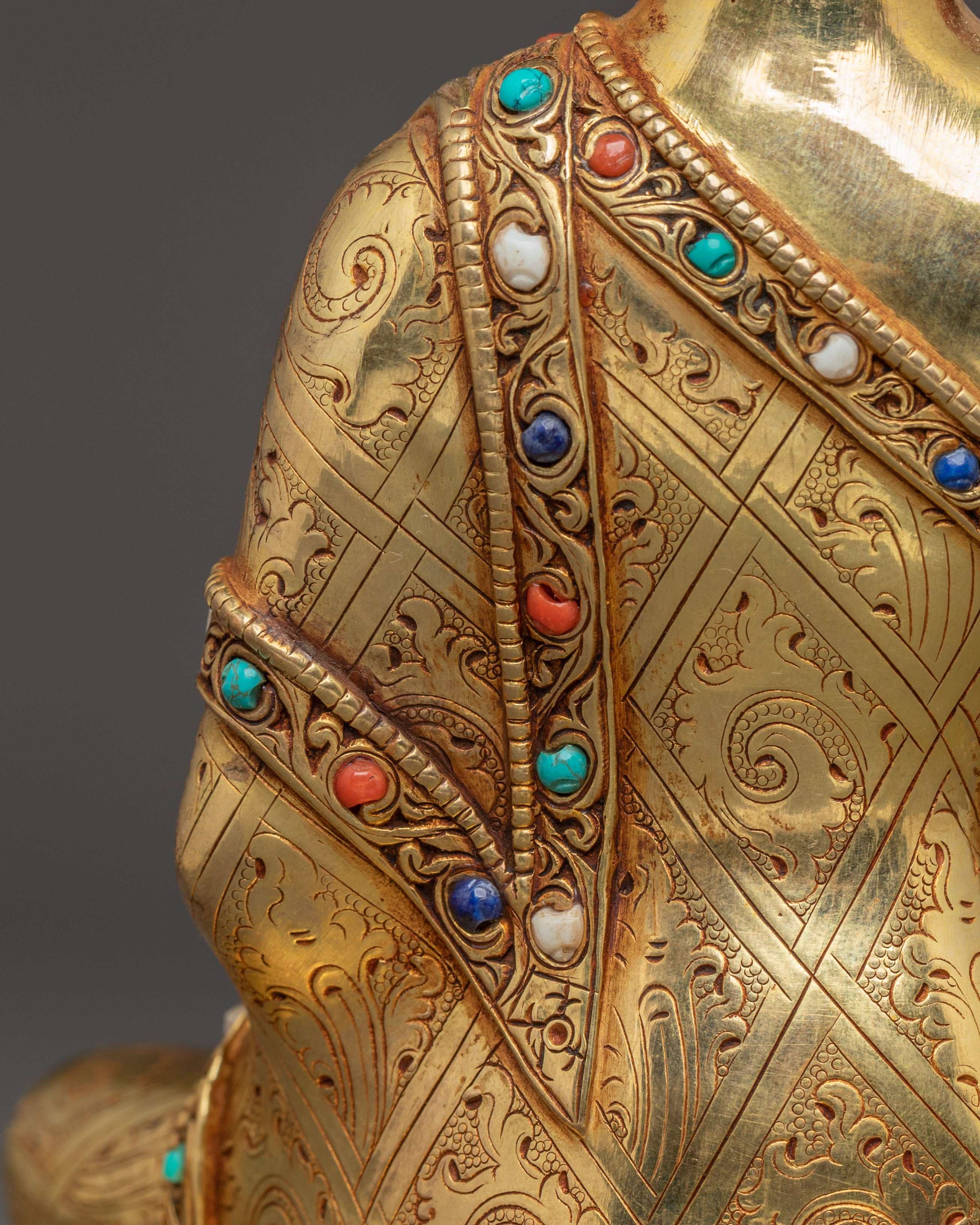 Handmade Statue of Healing Buddha - Exquisite Gilded Copper Art