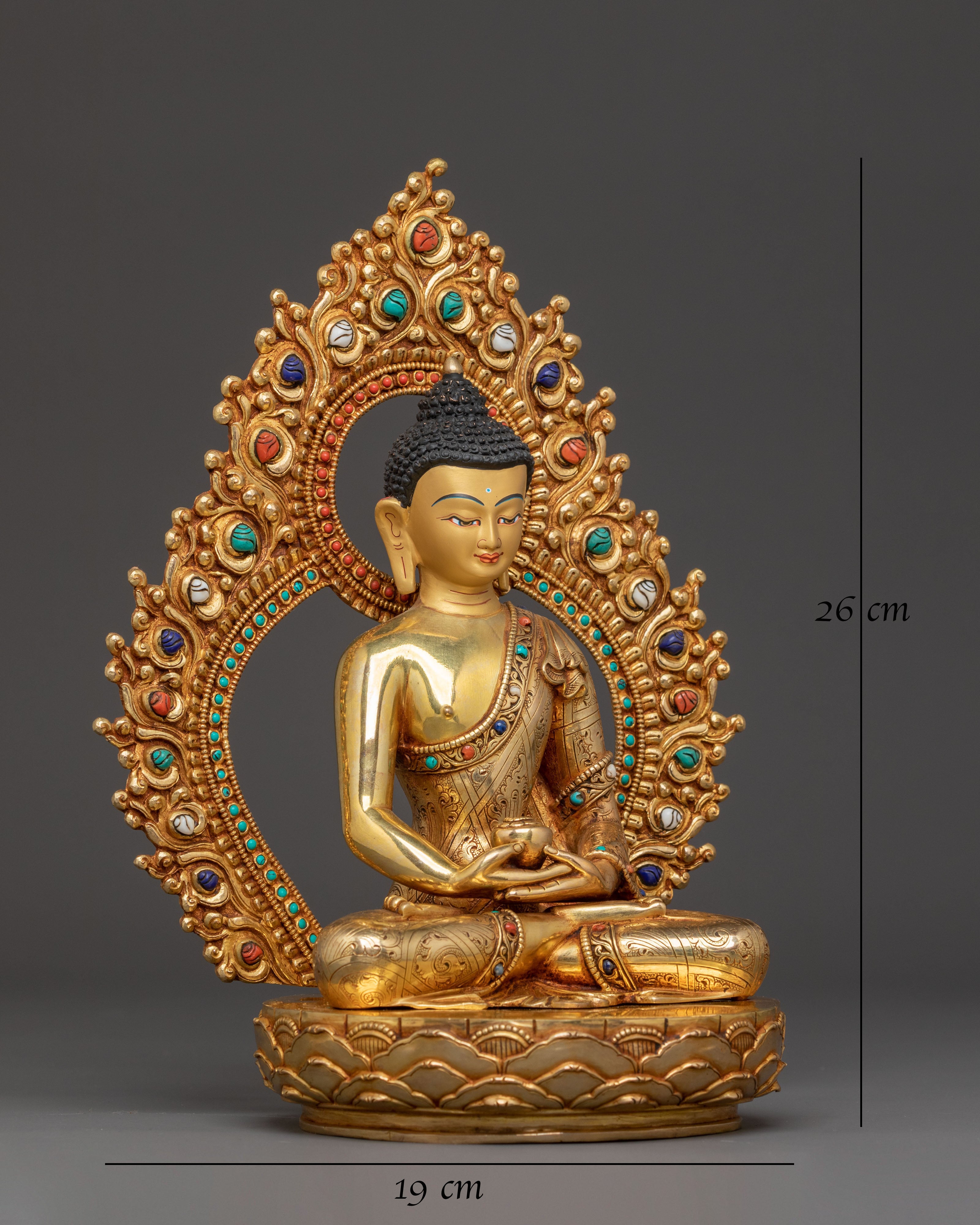 Pure Land Buddha Amitabha Golden Statue – Exquisite 24K Gilded Copper Art