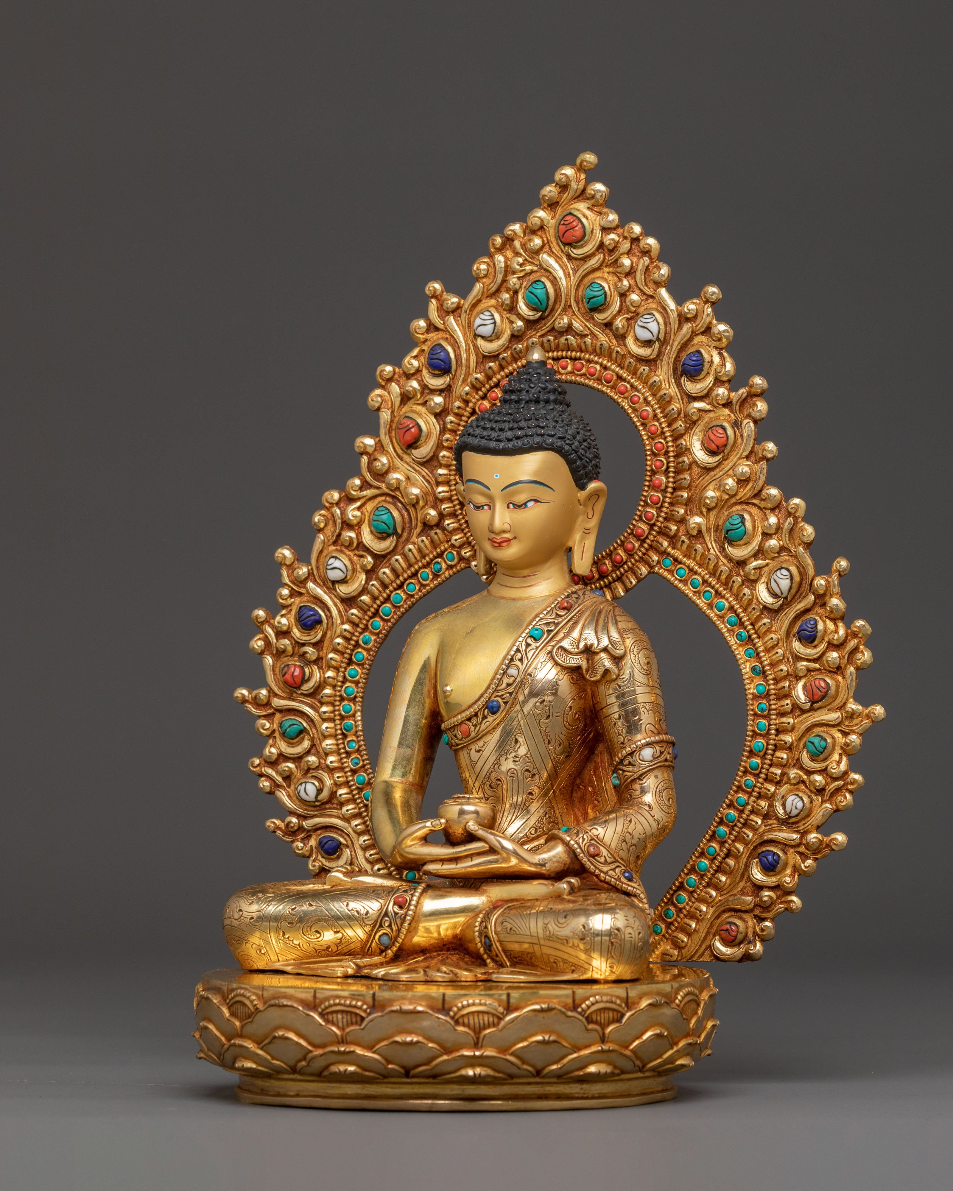 Pure Land Buddha Amitabha Golden Statue – Exquisite 24K Gilded Copper Art
