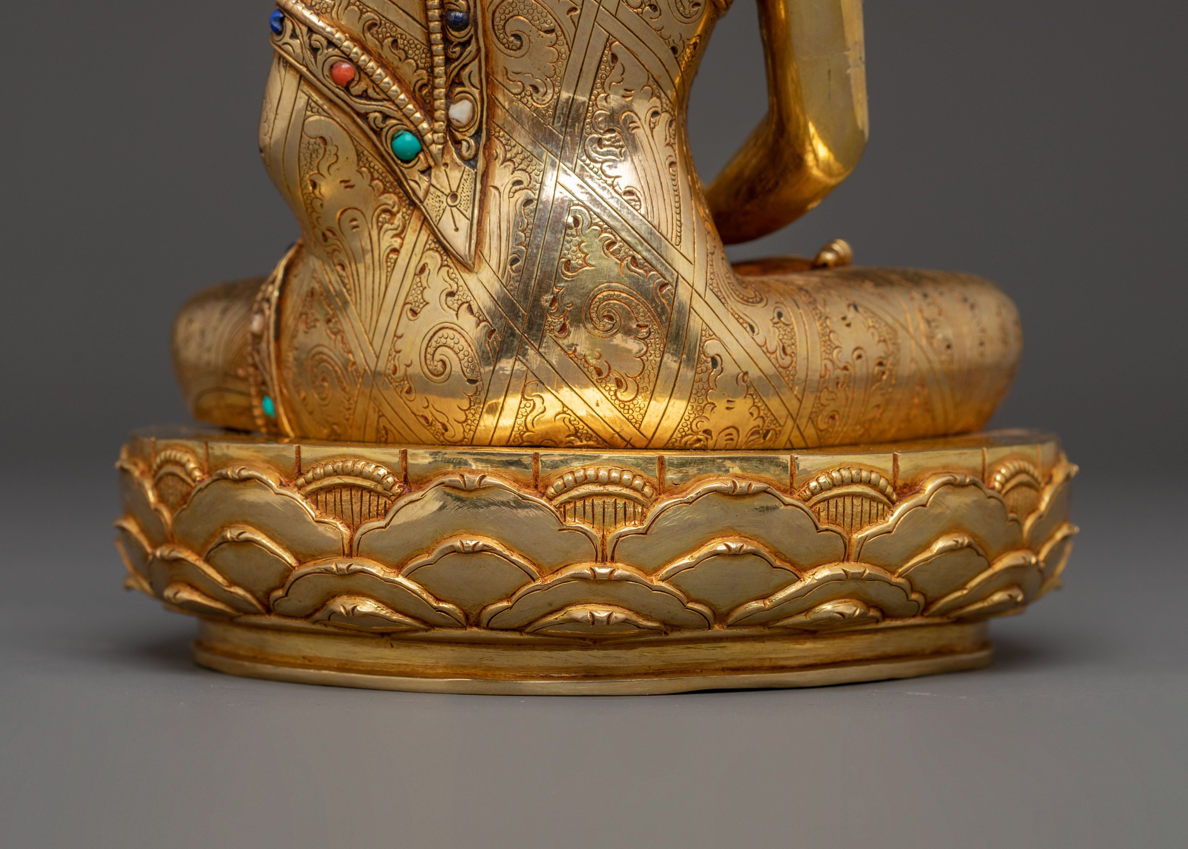 Pure Land Buddha Amitabha Golden Statue – Exquisite 24K Gilded Copper Art